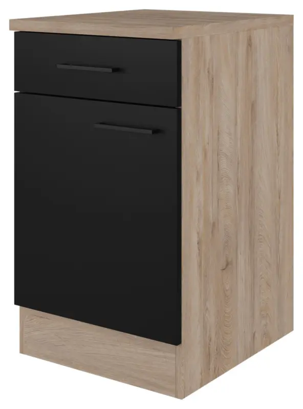 K&uuml;chenunterschrank Capri Schwarz/Eichefarben