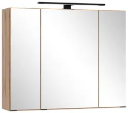 Spiegelschrank Chester mit LED 3-t&uuml;rig ca. 80x68 cm Eiche