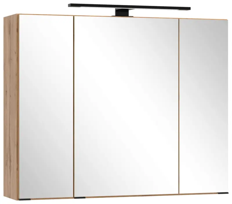 Spiegelschrank Chester mit LED 3-t&uuml;rig ca. 80x68 cm Eiche