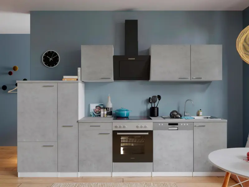 K&uuml;chenblock Malia m. Ger&auml;ten Grau/Wei&szlig;