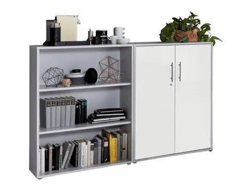 Aktenschrank Office Edition Sw Set 1 niedrig Grau/Wei&szlig;