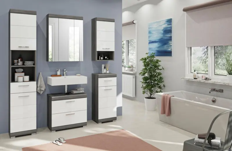 Badezimmer Scout 3-tlg. ca. 97 cm Anthrazit/Wei&szlig;