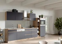 K&uuml;chenzeile Turin mit Ger&auml;ten ca. 330 cm Grau/Wotan Eiche