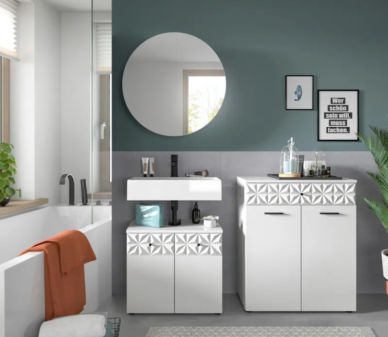 Badezimmer Prisma 3-tlg. ca. 130 cm Wei&szlig;