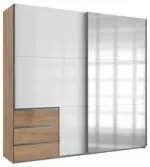 m&ouml;max Schwebet&uuml;renschrank Level 36D ca. 250 cm Wei&szlig;/Eiche Dekor
