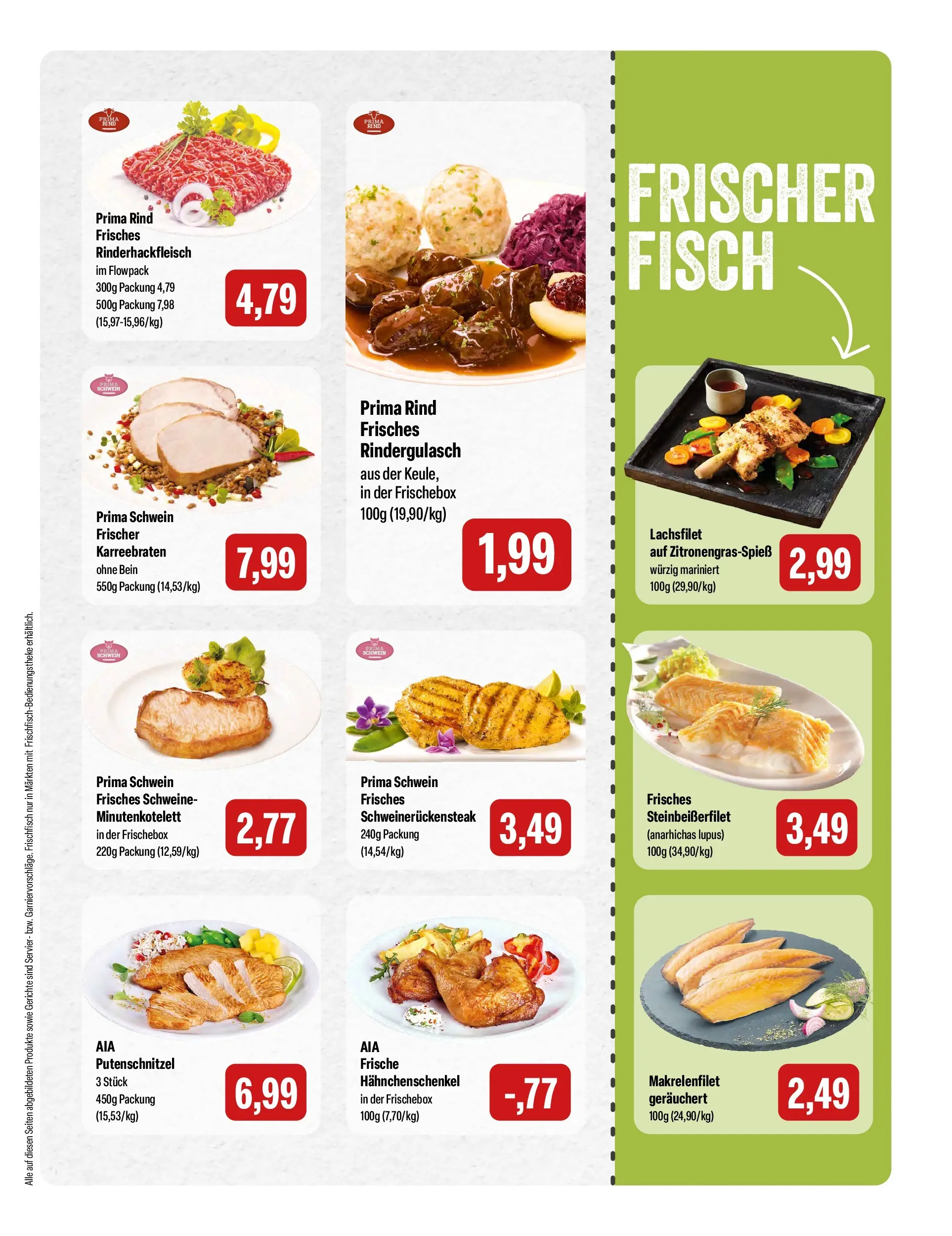 Feneberg Aktuelle Angebote (ab 22.04.2026) zum Blättern | Seite: 3 | Produkte: Rindergulasch, Hahnchenschenkel, Fisch, Putenschnitzel