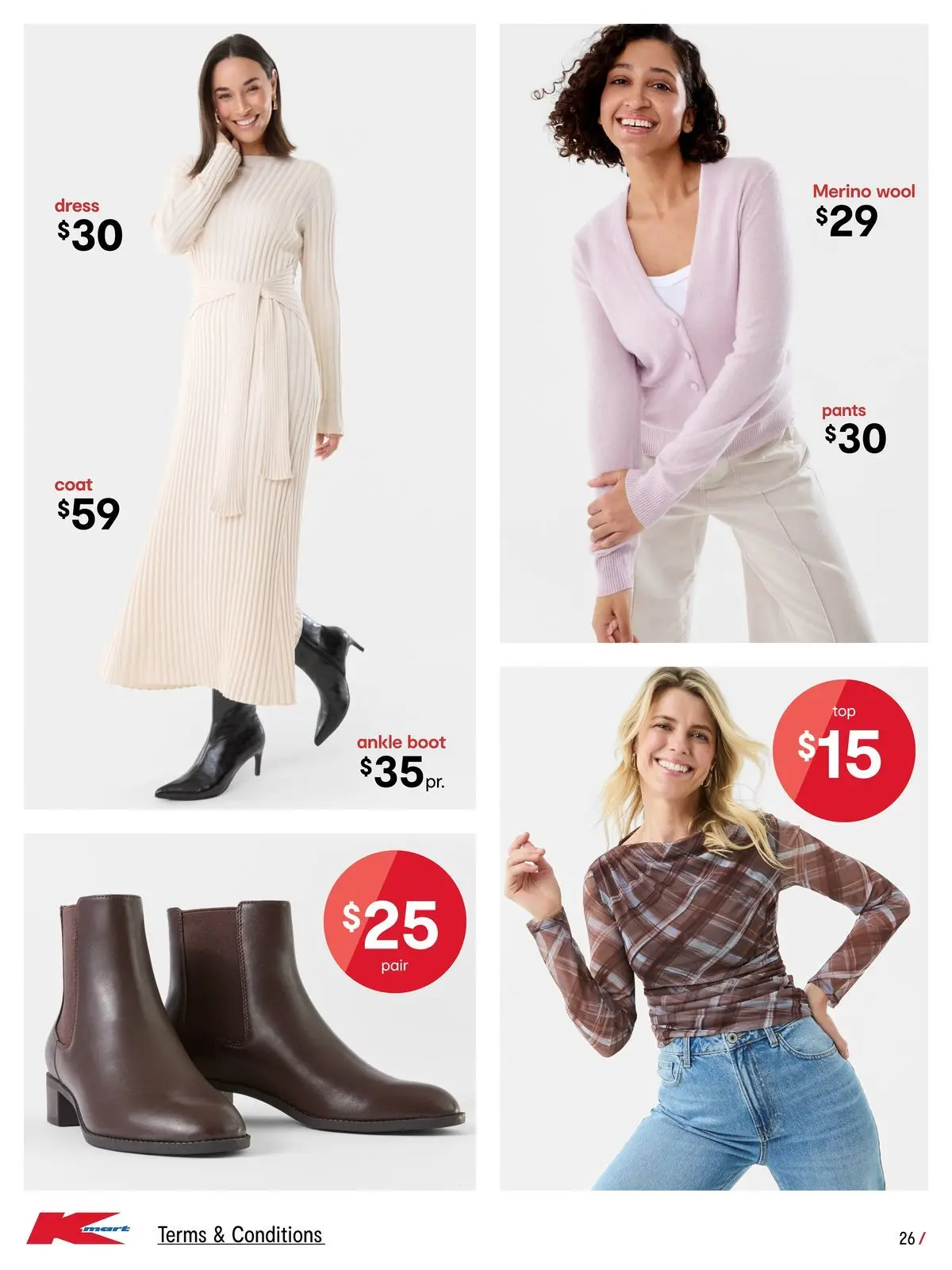 ﻿Kmart catalogue valid from 15/04/2026 > Online Australia | Page: 26 | Products: Dress, Coat, Pants