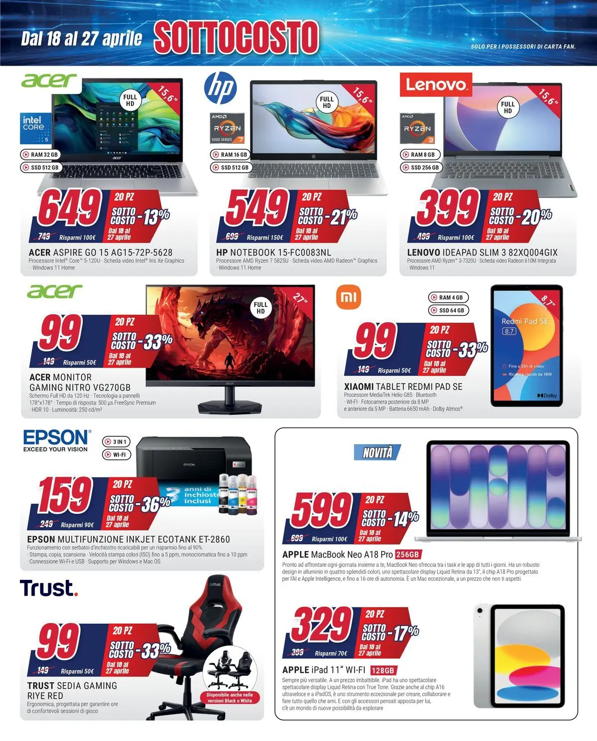 ﻿Trony volantino dal ﻿17/04/2026﻿ > ﻿Anteprima | Pagina: 5 | Prodotti: Tablet, Fotocamera, Ipad, Batteria