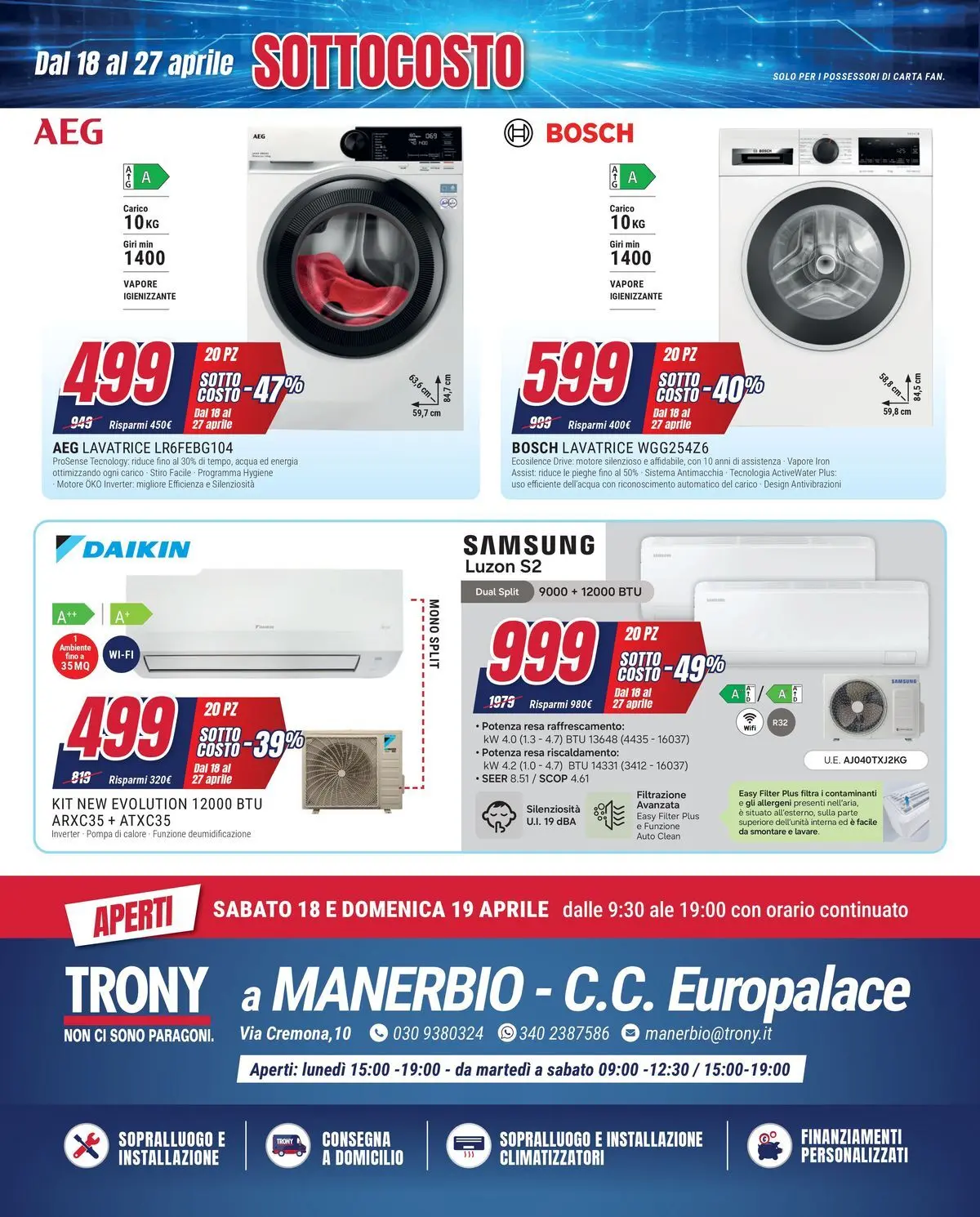 ﻿Trony volantino dal ﻿17/04/2026﻿ > ﻿Anteprima | Pagina: 12 | Prodotti: Acqua, Lavatrice, Samsung