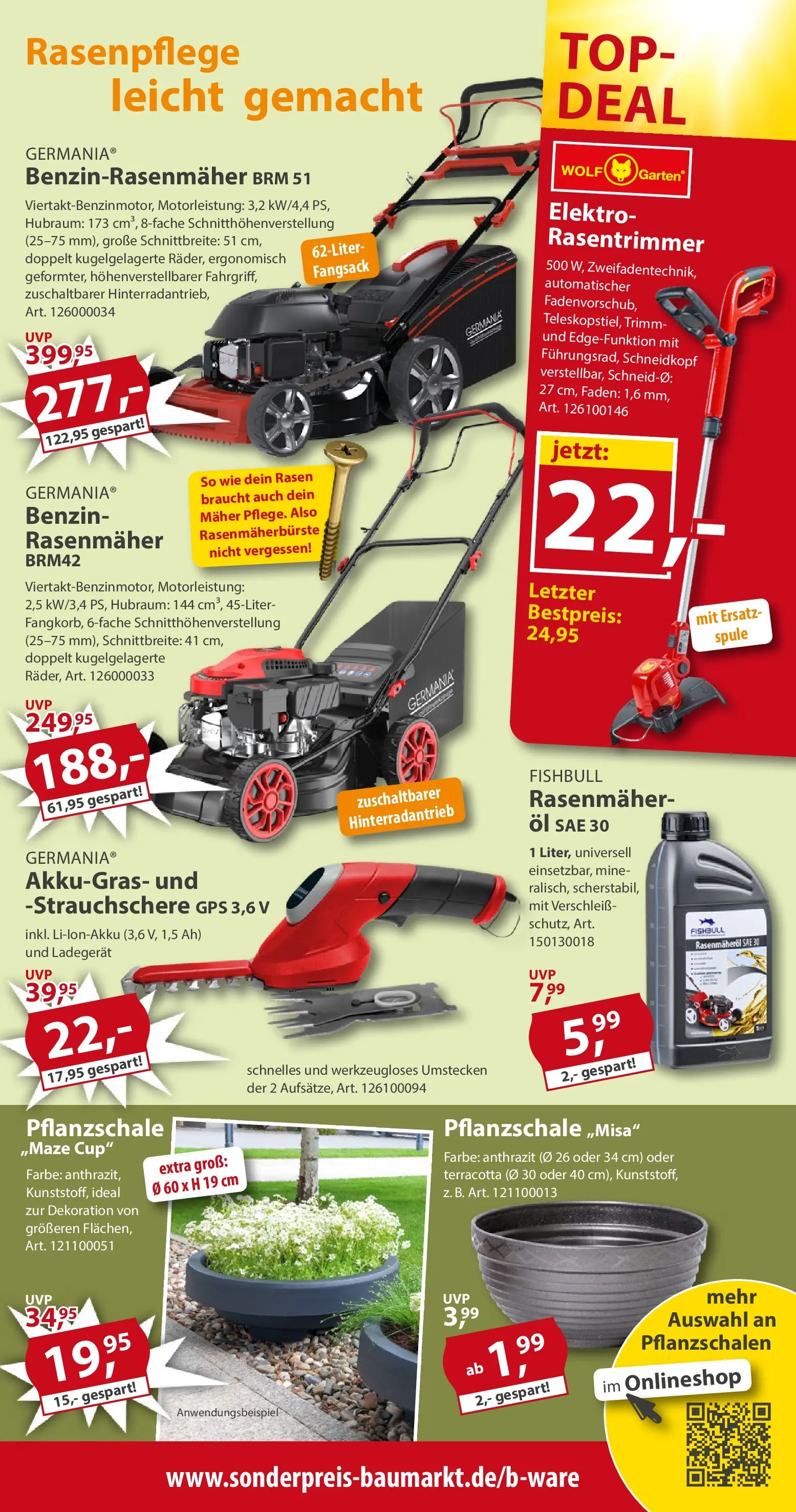 Sonderpreis Baumarkt Aktuelle Angebote (ab 18.04.2026) zum Blättern | Seite: 9 | Produkte: Top, Rasenmäher, Öl, Ladegerät