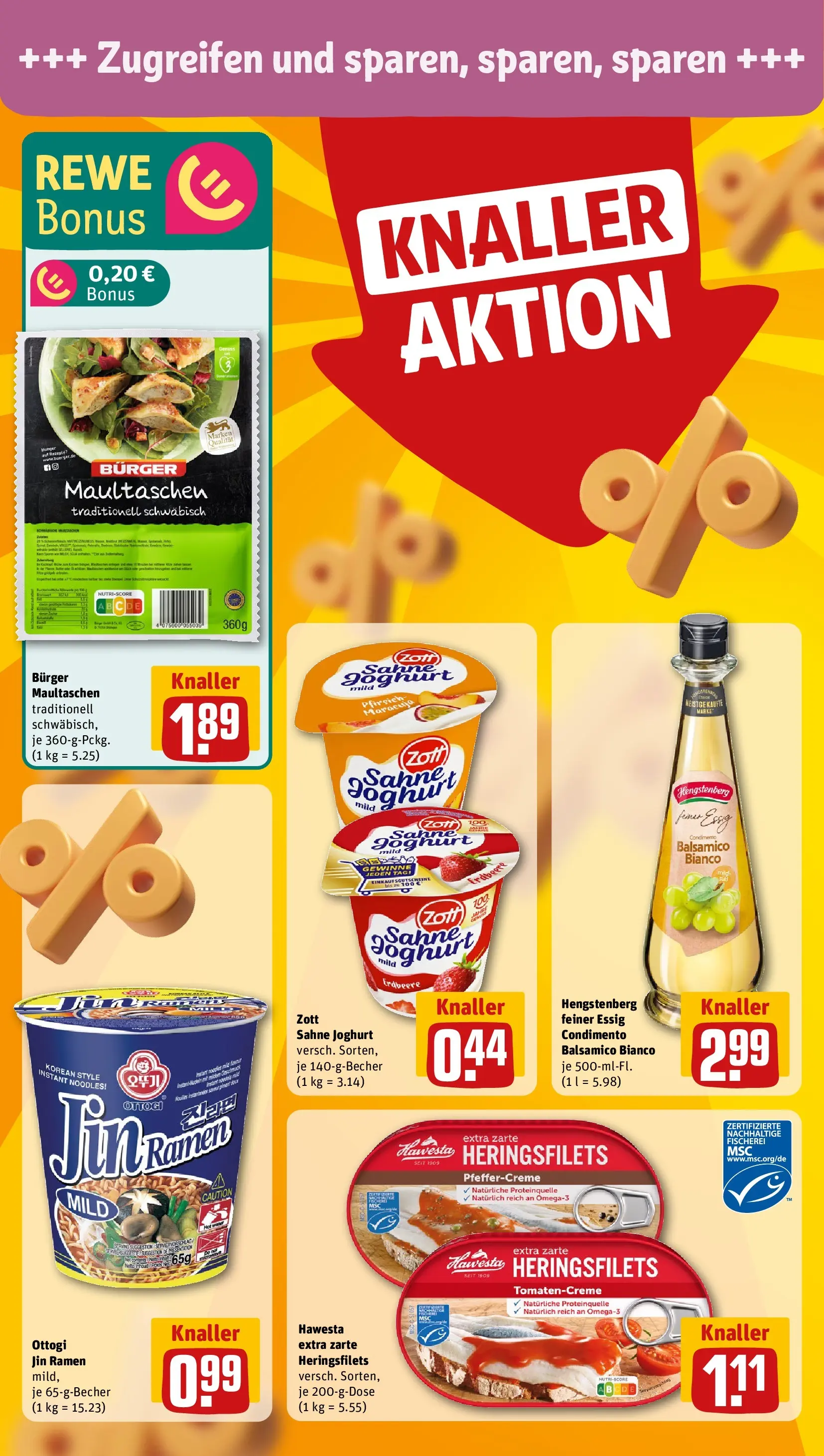 REWE Prospekt ab 20.04.2026 zum Blättern » Angebote | Seite: 6 | Produkte: Balsamico, Essig, Pfirsich, Maultaschen