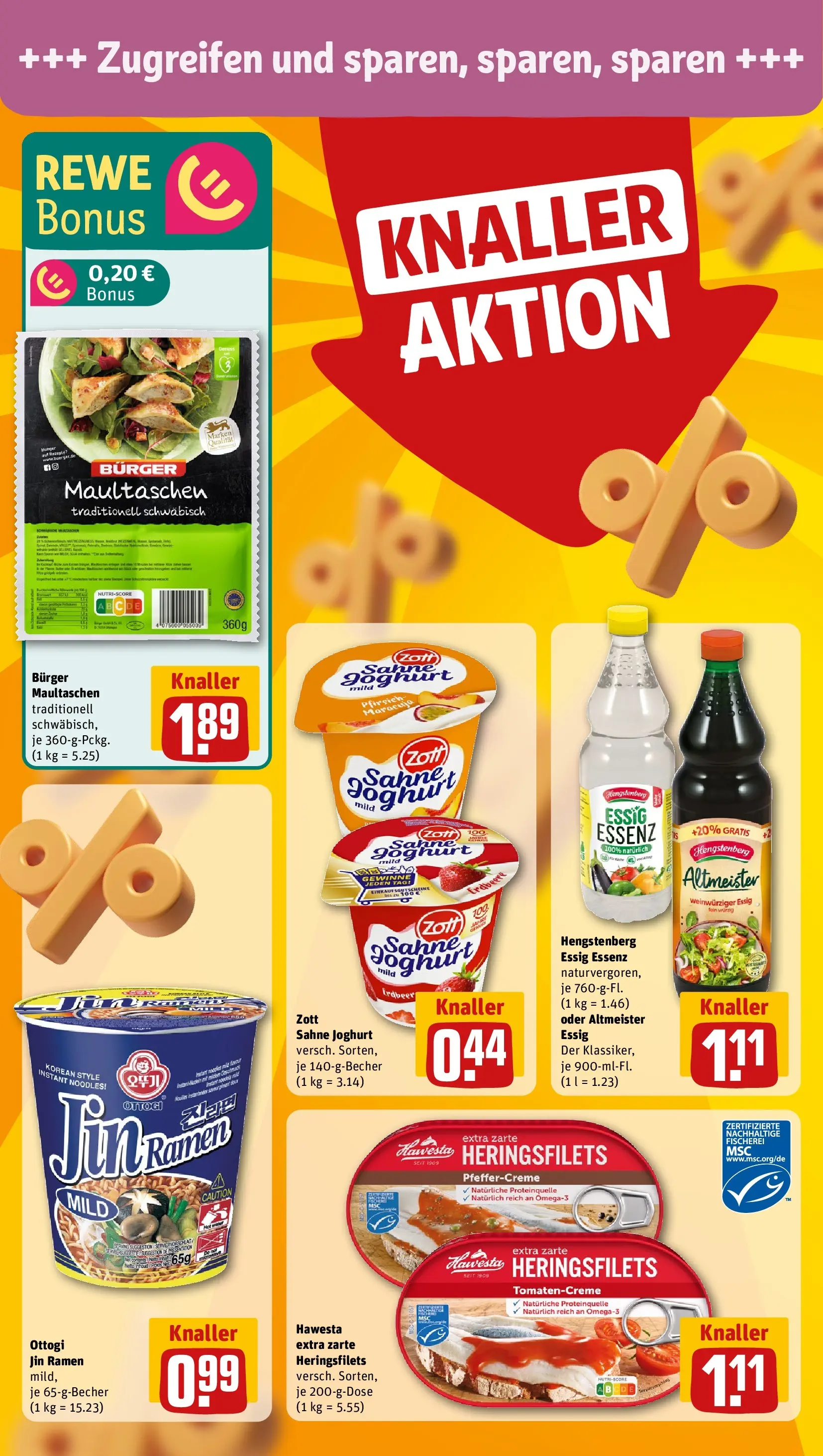 REWE Prospekt ab 20.04.2026 zum Blättern » Angebote | Seite: 6 | Produkte: Joghurt, Burger, Maultaschen, Sahne