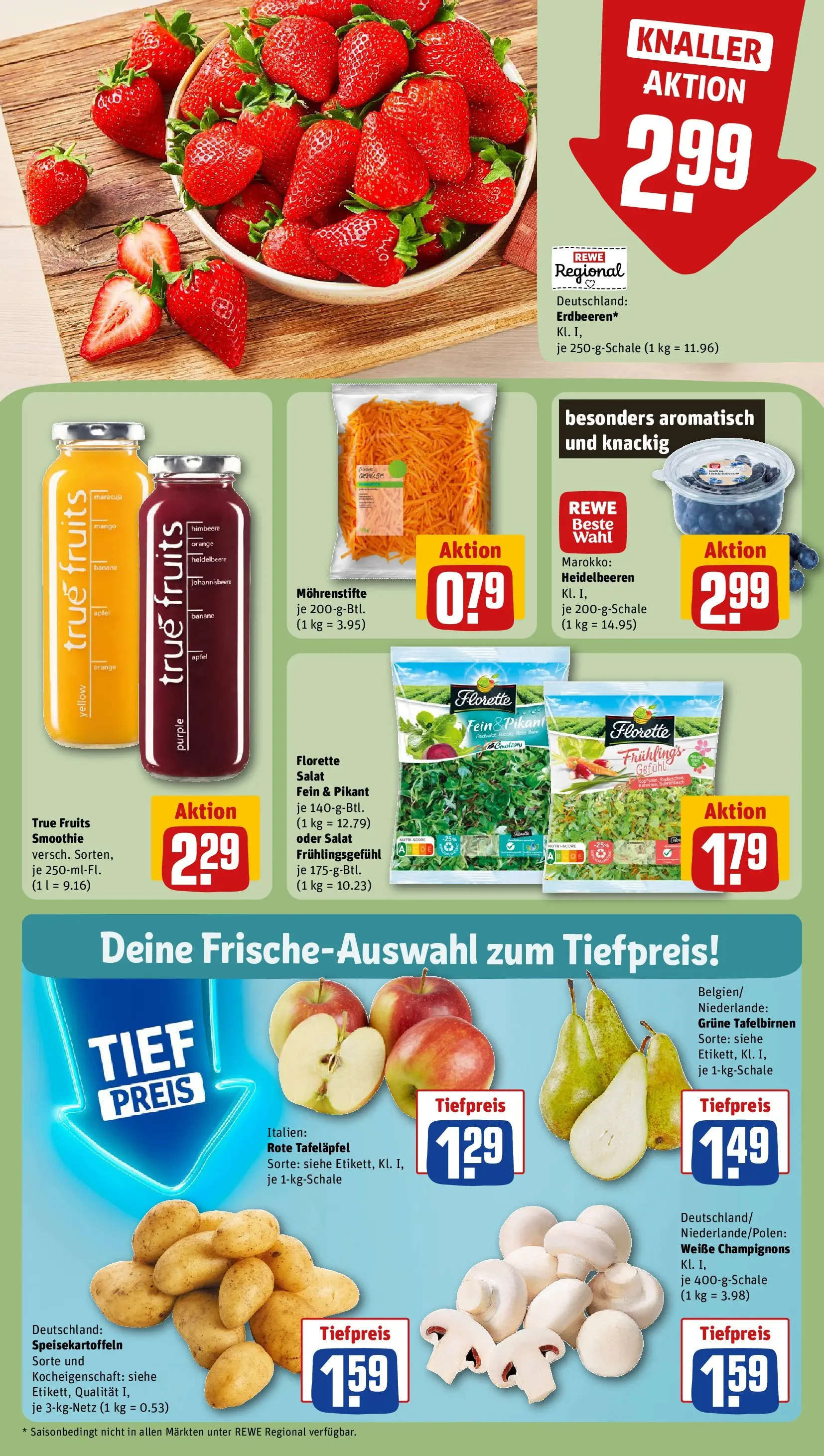 REWE Prospekt ab 20.04.2026 zum Blättern » Angebote | Seite: 8 | Produkte: Äpfel, Heidelbeeren, Himbeere, Salat