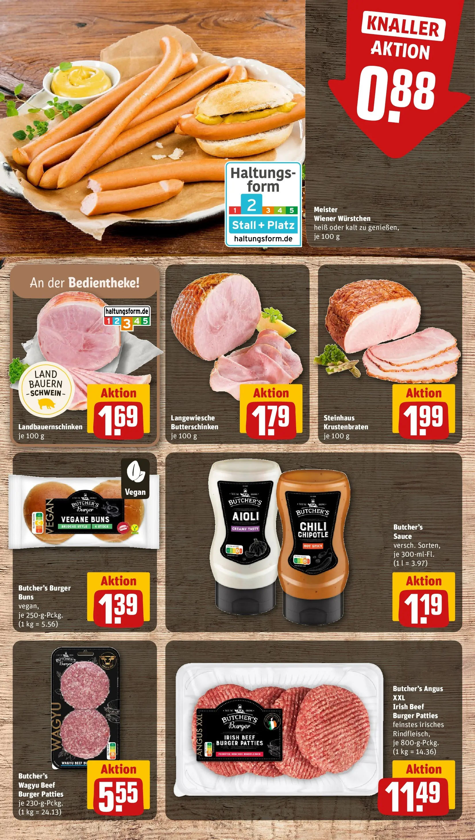 REWE Prospekt ab 20.04.2026 zum Blättern » Angebote | Seite: 12 | Produkte: Wiener wurstchen, Burger, Krustenbraten, Rindfleisch