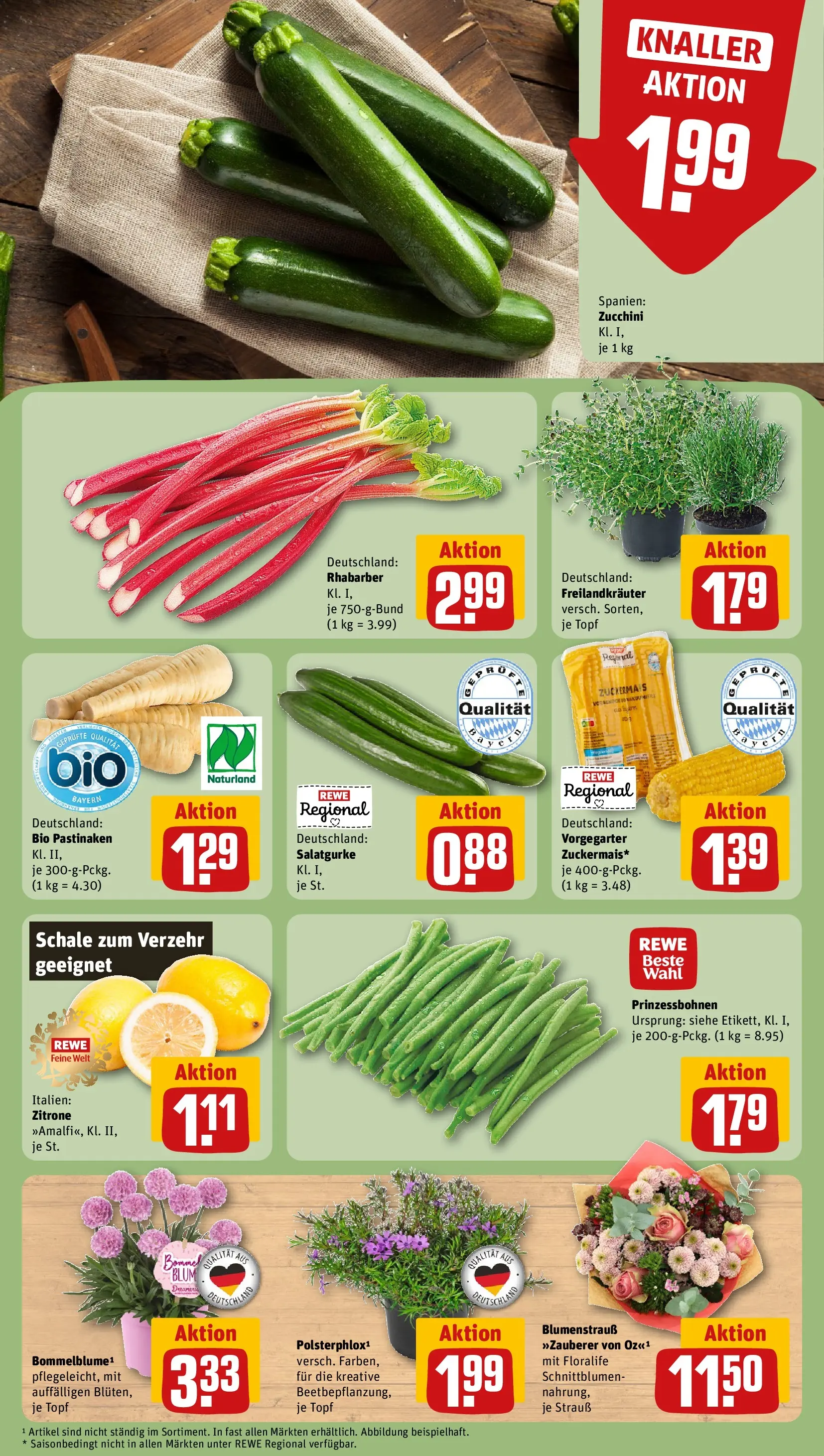 REWE Prospekt ab 20.04.2026 zum Blättern » Angebote | Seite: 9 | Produkte: Zitrone, Rhabarber, Zucchini