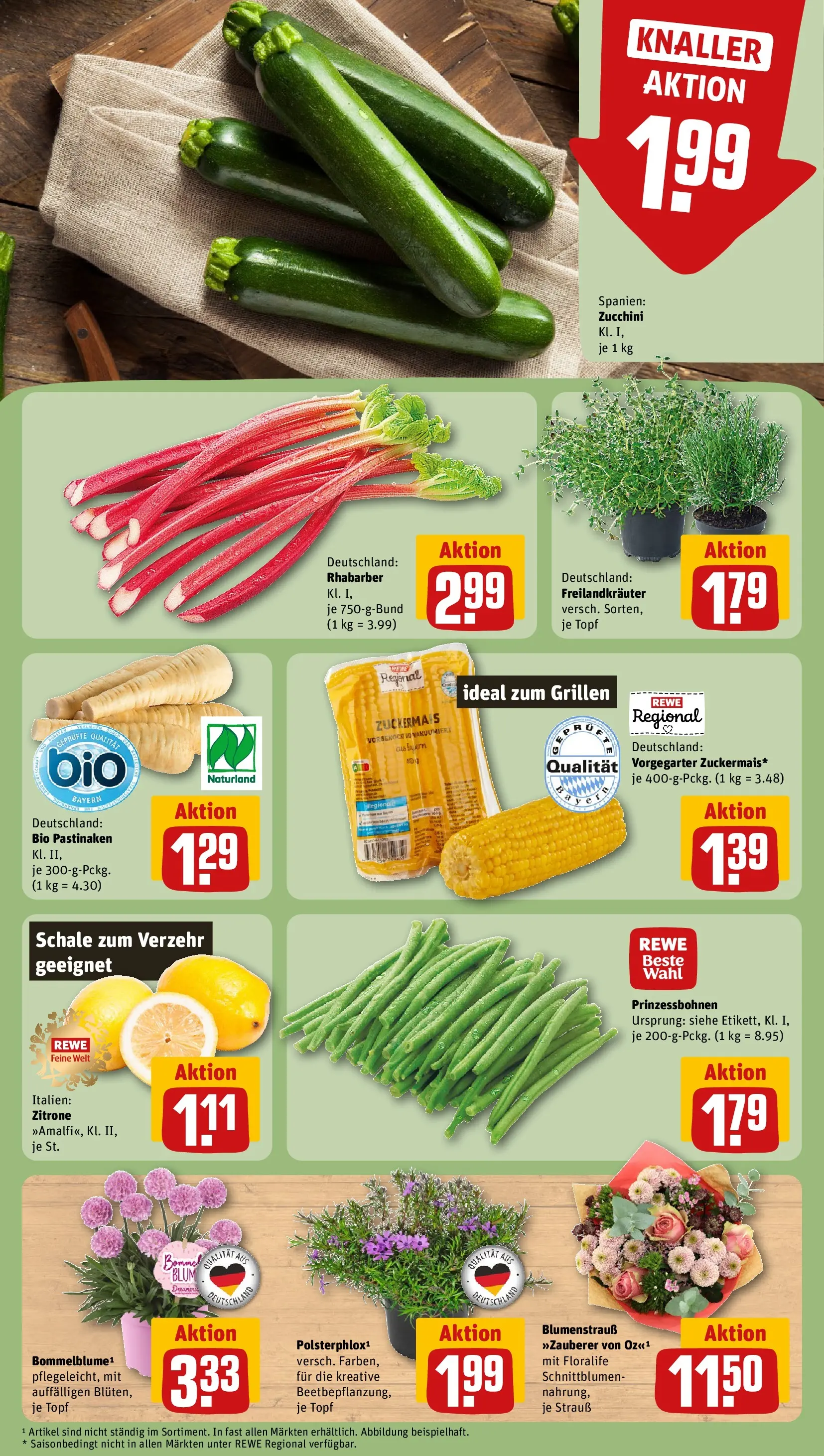 REWE Prospekt ab 20.04.2026 zum Blättern » Angebote | Seite: 9 | Produkte: Zitrone, Rhabarber, Zucchini