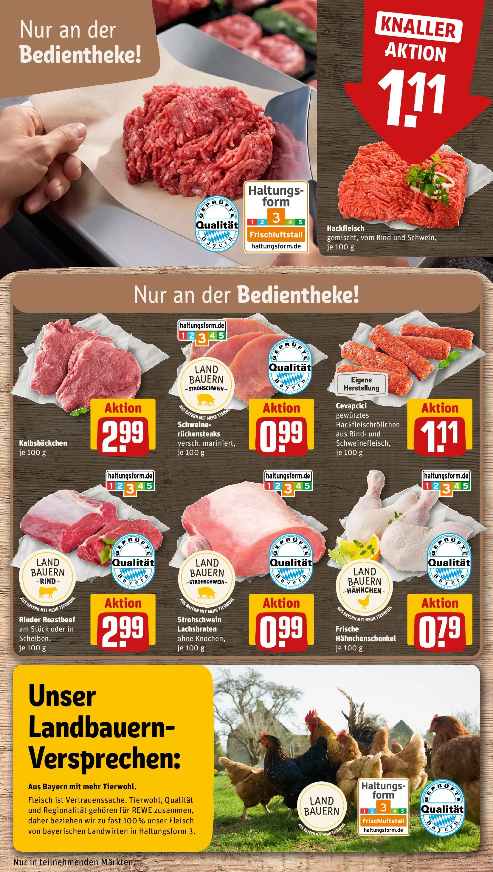 REWE Prospekt ab 20.04.2026 zum Blättern » Angebote | Seite: 16 | Produkte: Hahnchenschenkel, Cevapcici, Roastbeef, Fleisch