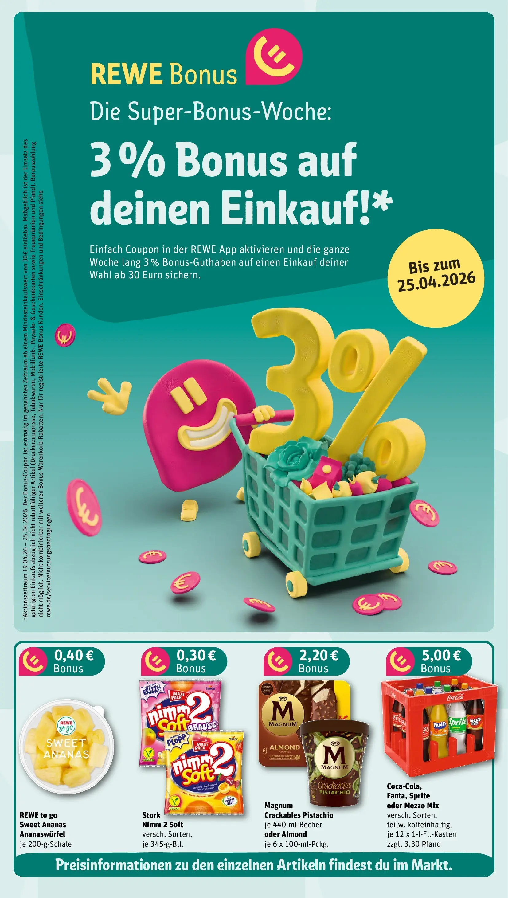 REWE Prospekt ab 20.04.2026 zum Blättern » Angebote | Seite: 3 | Produkte: Fanta, Sprite, Ananas, Oder mezzo mix