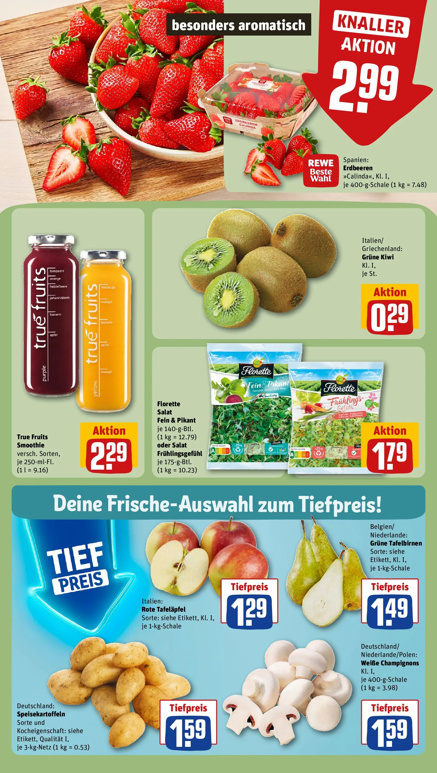 REWE Prospekt ab 20.04.2026 zum Blättern » Angebote | Seite: 10 | Produkte: Rucola, Himbeere, Erdbeeren, Kiwi