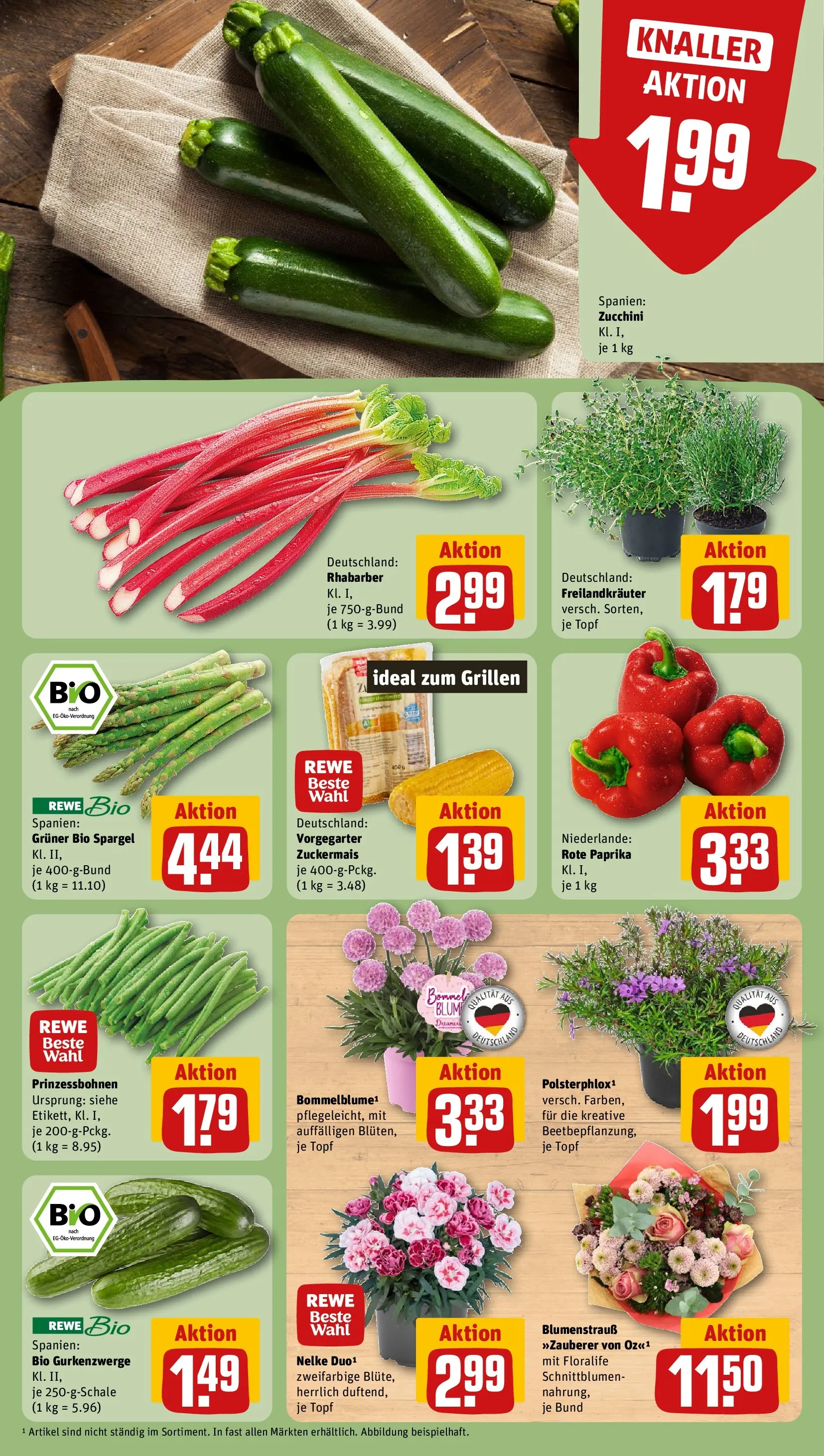 REWE Prospekt ab 20.04.2026 zum Blättern » Angebote | Seite: 11 | Produkte: Spargel, Paprika, Rhabarber, Zucchini