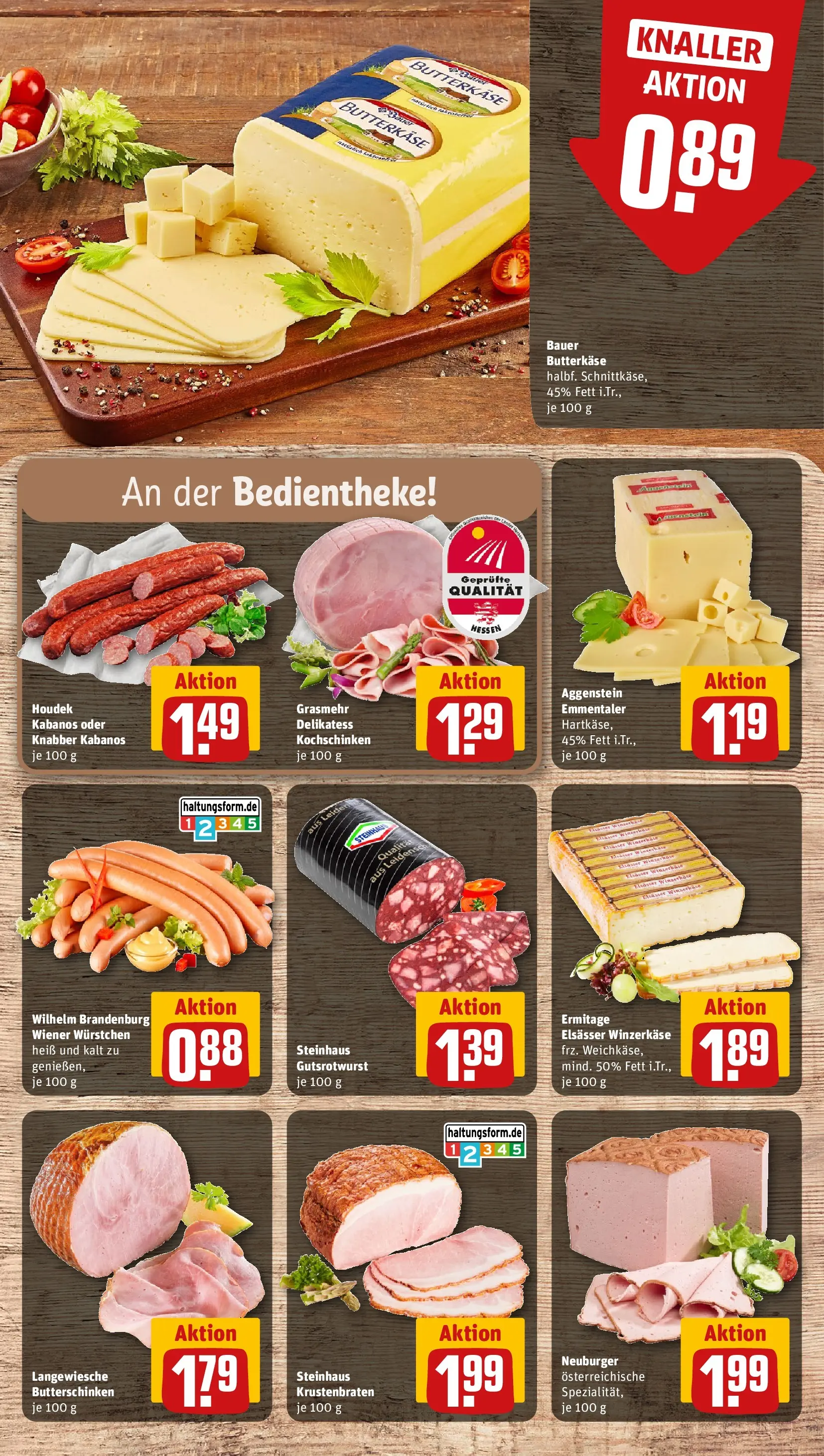 REWE Prospekt ab 20.04.2026 zum Blättern » Angebote | Seite: 13 | Produkte: Wiener wurstchen, Butter, Krustenbraten
