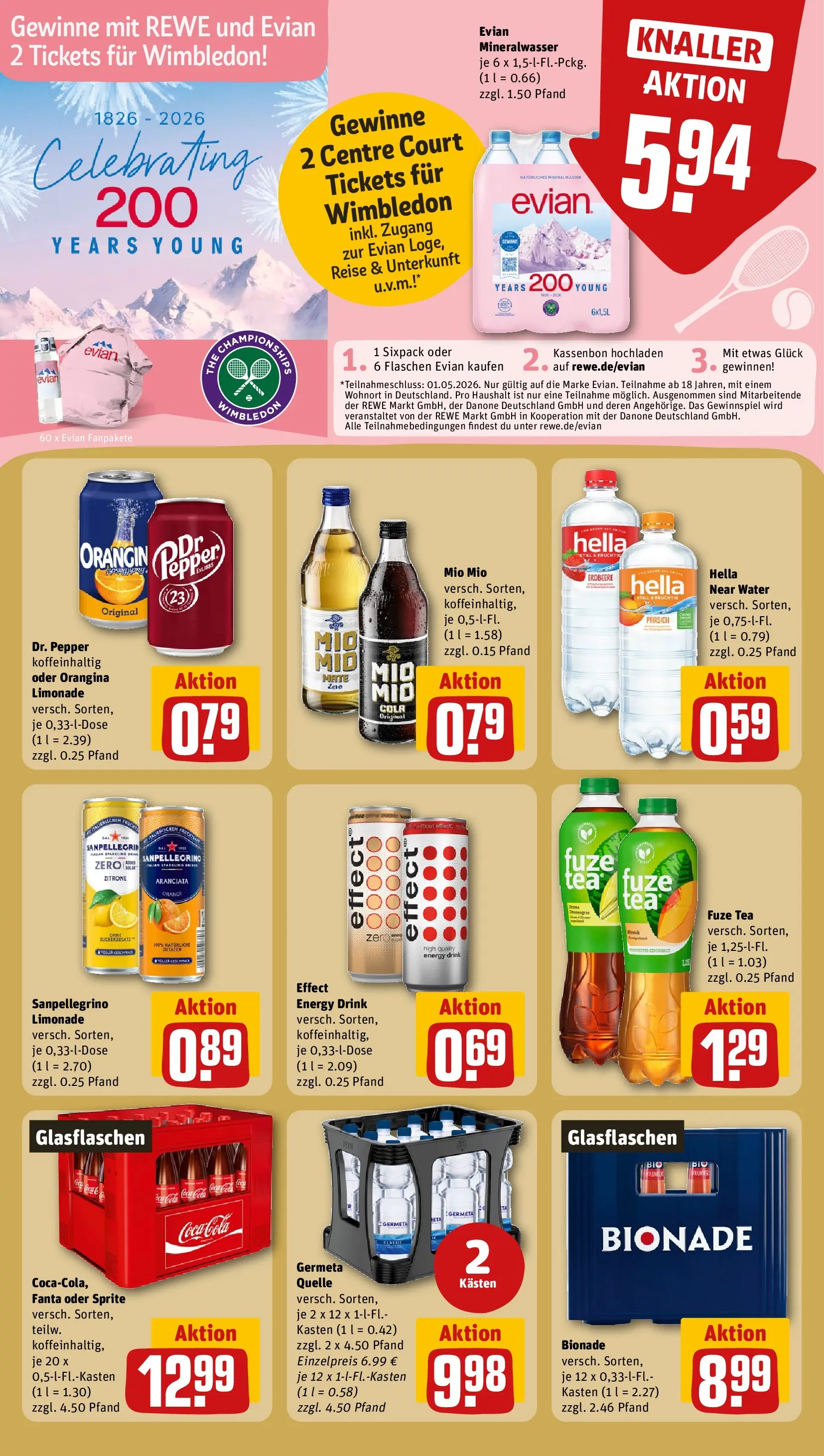 REWE Prospekt ab 20.04.2026 zum Blättern » Angebote | Seite: 20 | Produkte: Bionade, Mineralwasser, Hella, Pfirsich