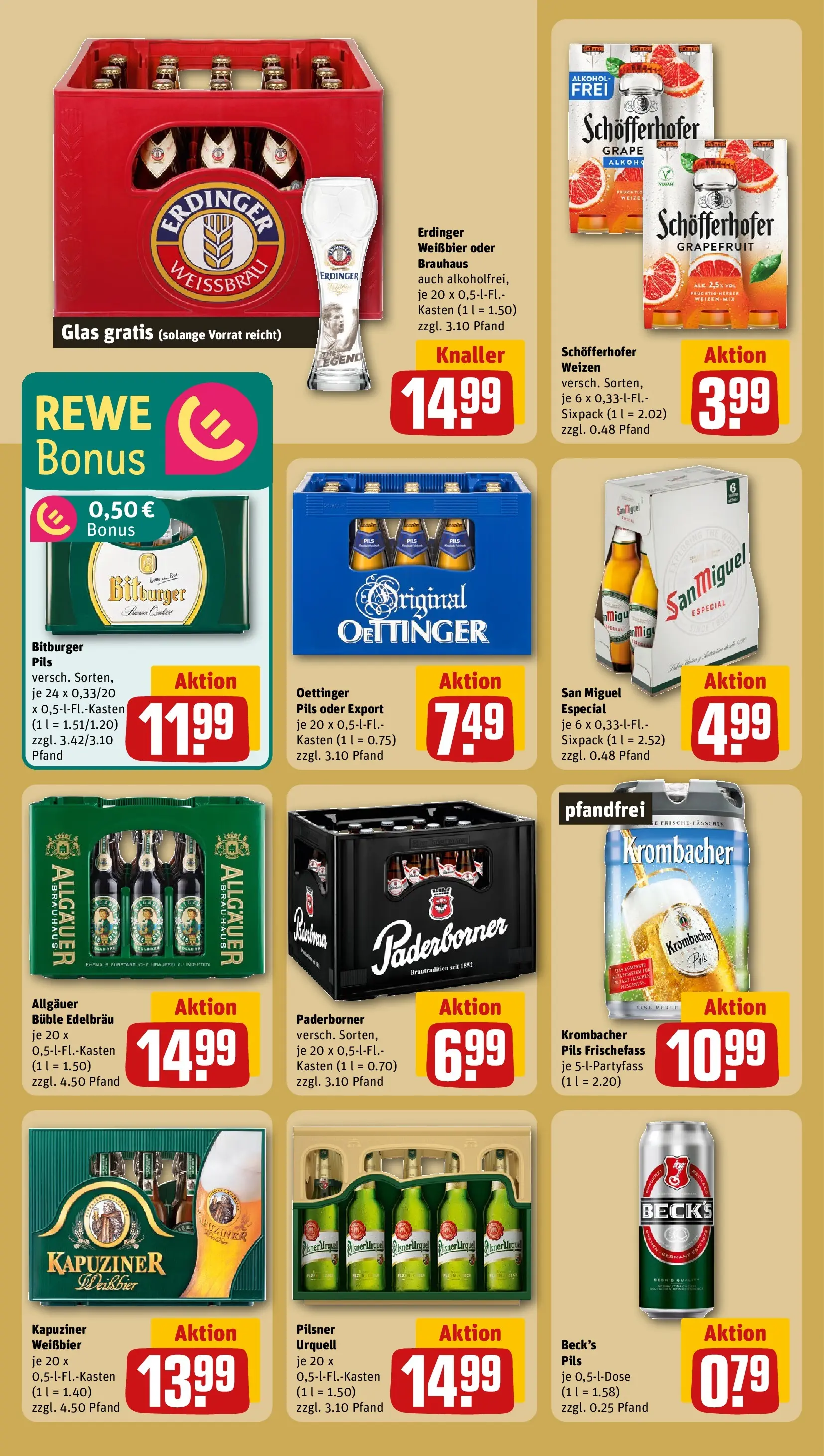 REWE Prospekt ab 20.04.2026 zum Blättern » Angebote | Seite: 21 | Produkte: Pils, Grapefruit, Pilsner urquell, Krombacher