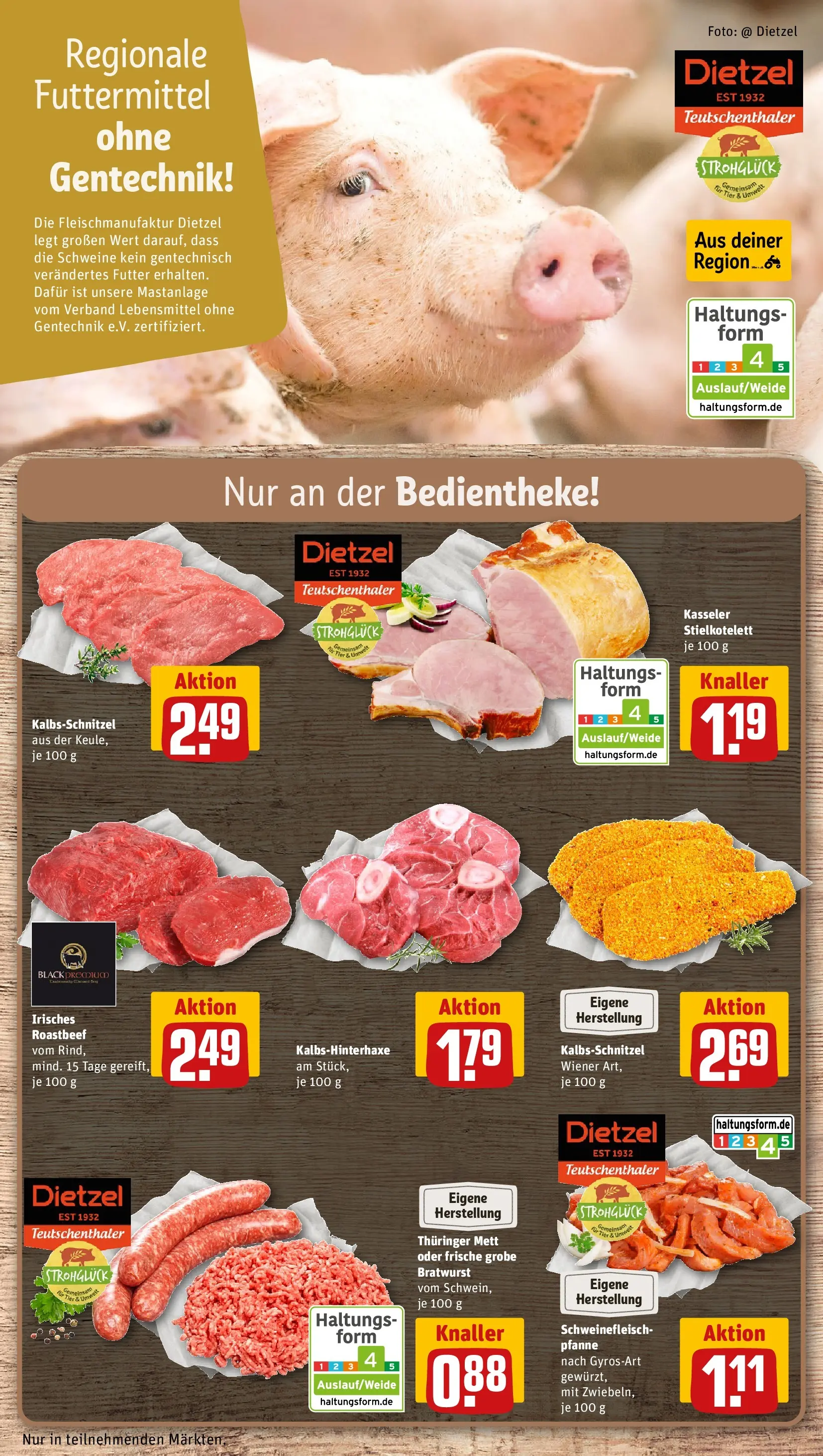 REWE Prospekt ab 20.04.2026 zum Blättern » Angebote | Seite: 14 | Produkte: Bratwurst, Roastbeef, Schweinefleisch