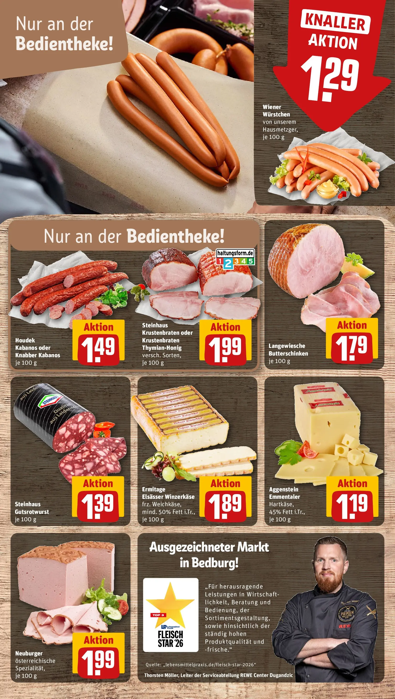 REWE Prospekt ab 20.04.2026 zum Blättern » Angebote | Seite: 15 | Produkte: Top, Wiener wurstchen, Krustenbraten, Fleisch