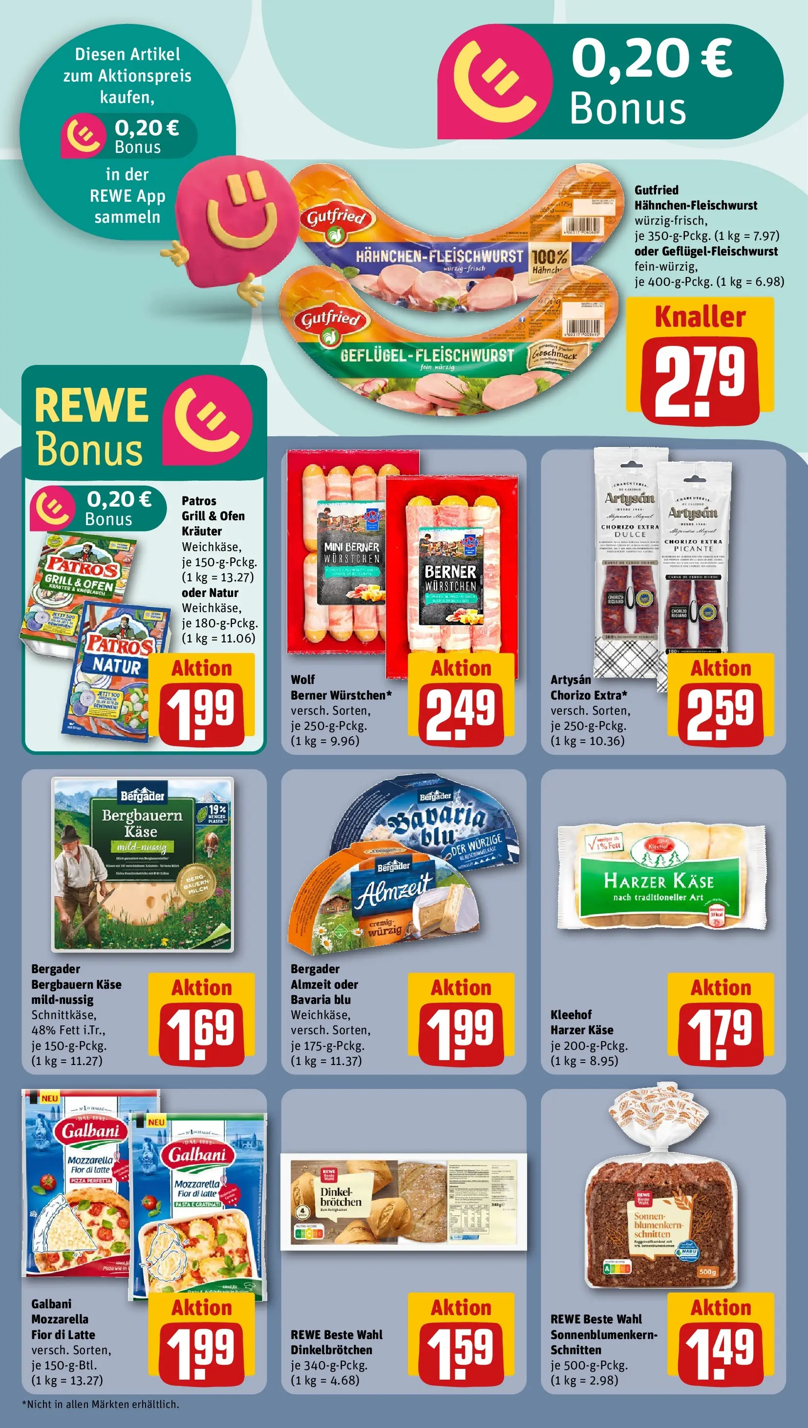 REWE Prospekt ab 20.04.2026 zum Blättern » Angebote | Seite: 16 | Produkte: Käse, Patros, Knoblauch, Pizza