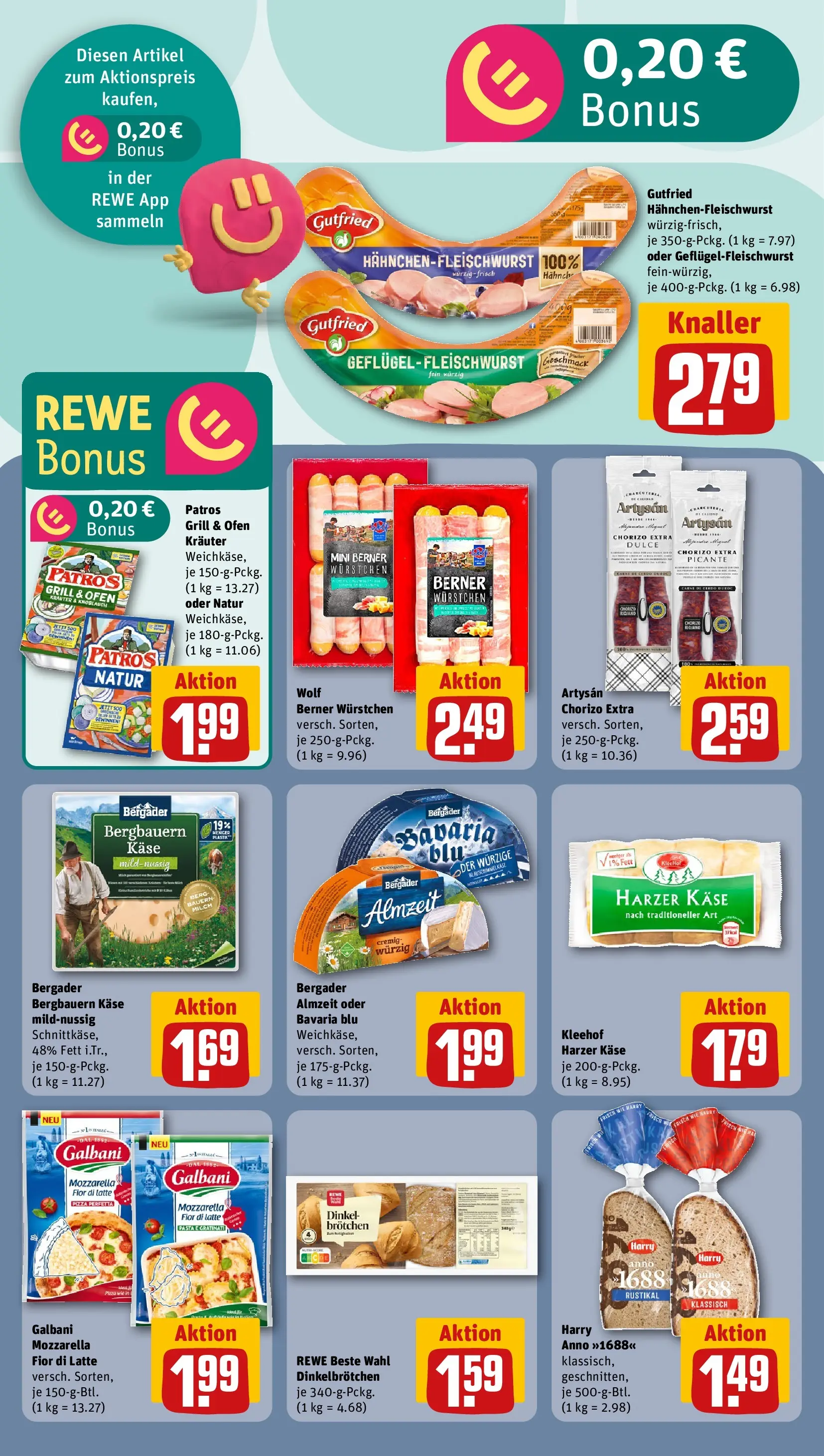 REWE Prospekt ab 20.04.2026 zum Blättern » Angebote | Seite: 22 | Produkte: Milch, Käse, Knoblauch, Pizza