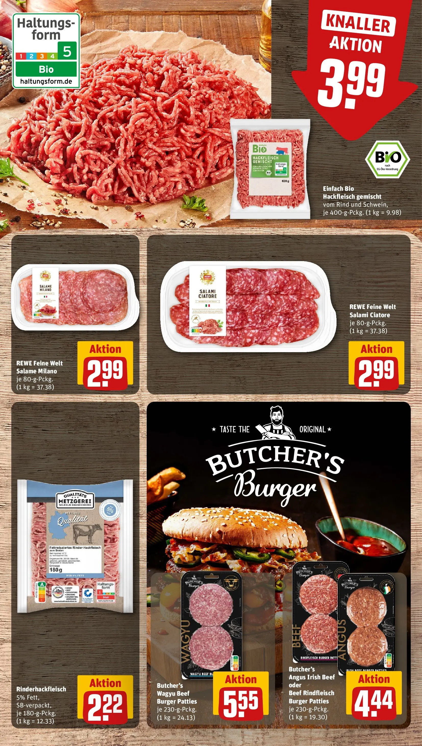 REWE Prospekt ab 20.04.2026 zum Blättern » Angebote | Seite: 12 | Produkte: Burger, Salami, Rindfleisch, Hackfleisch
