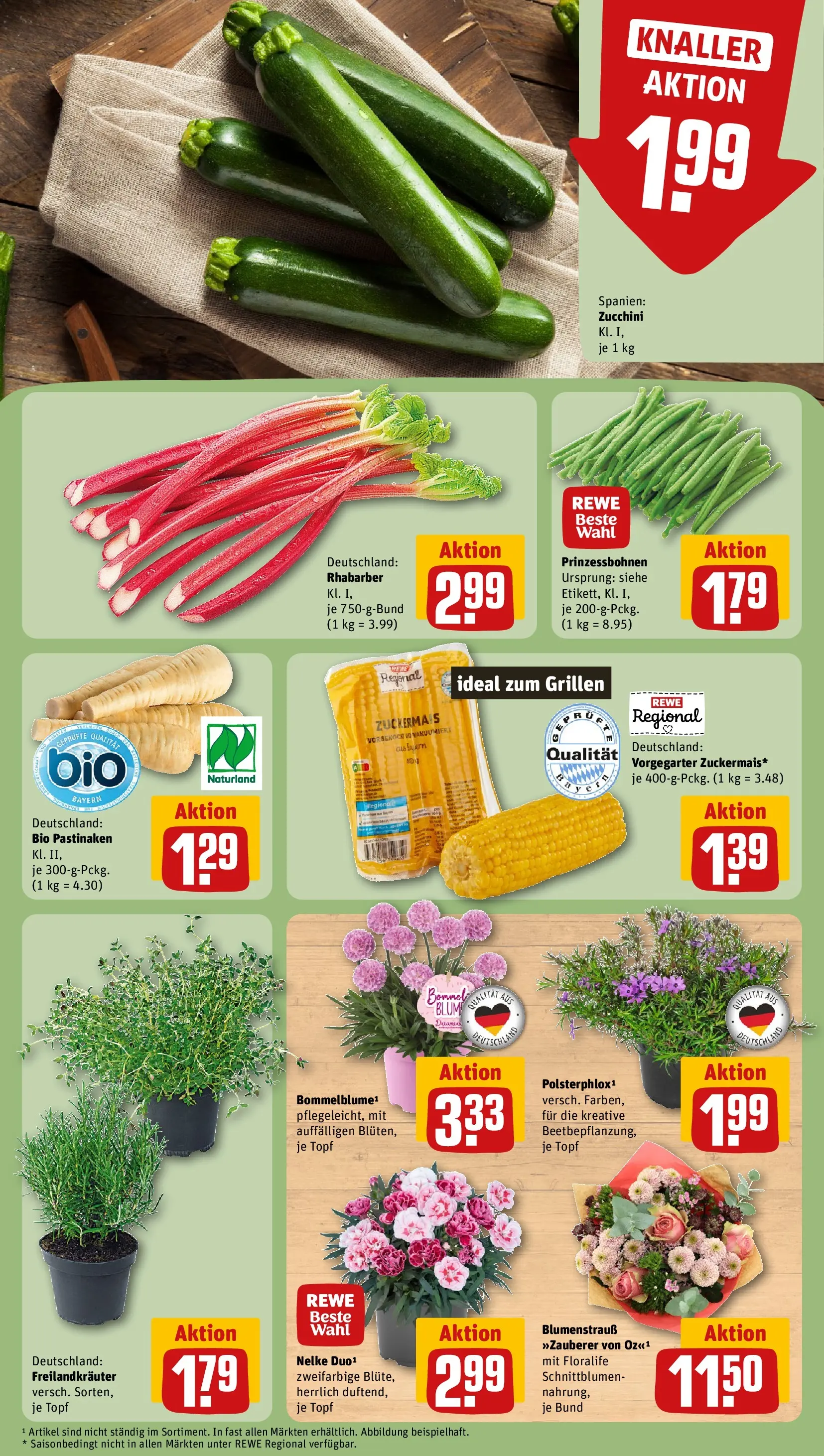 REWE Prospekt ab 20.04.2026 zum Blättern » Angebote | Seite: 13 | Produkte: Rhabarber, Zucchini