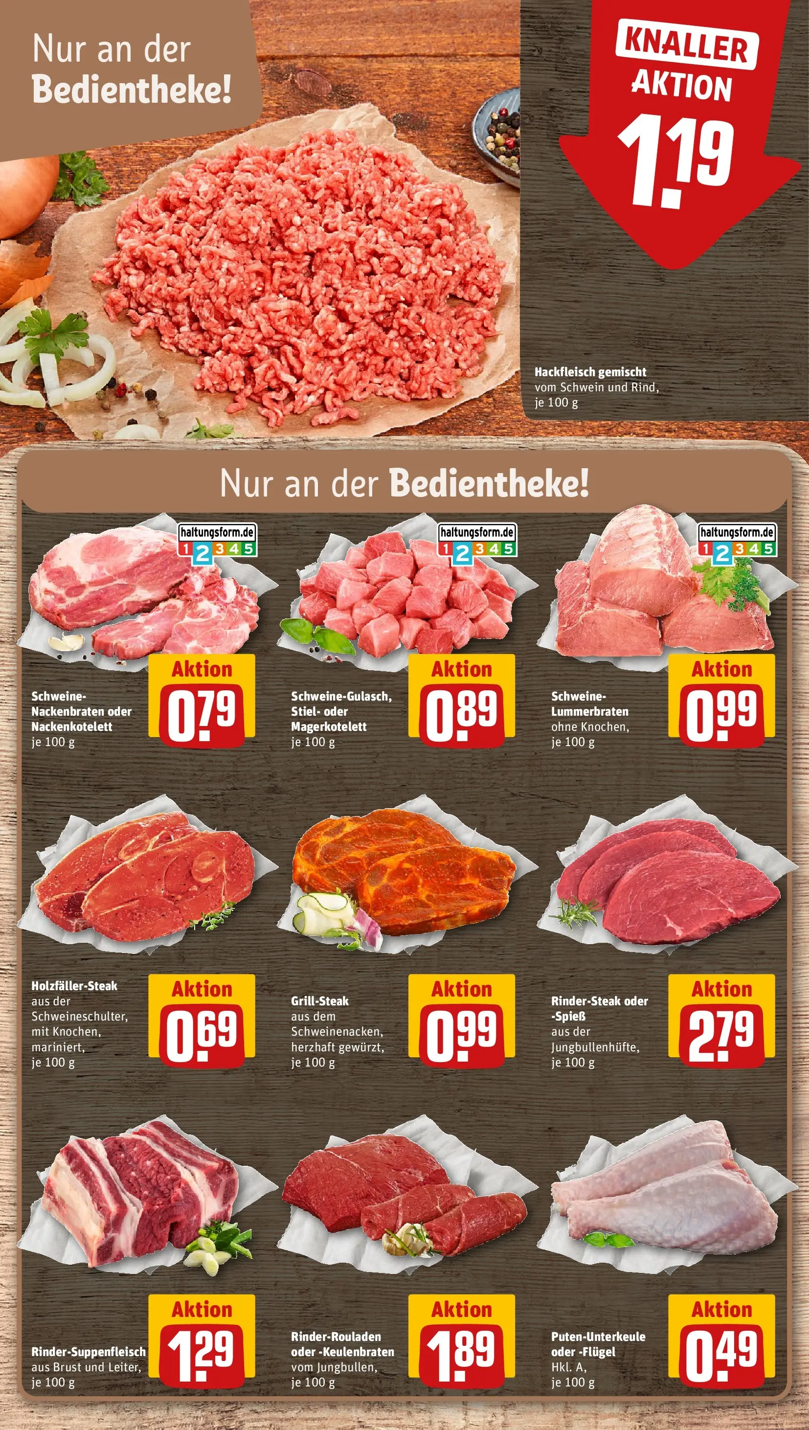 REWE Prospekt ab 20.04.2026 zum Blättern » Angebote | Seite: 14 | Produkte: Rinderrouladen, Steak, Hackfleisch