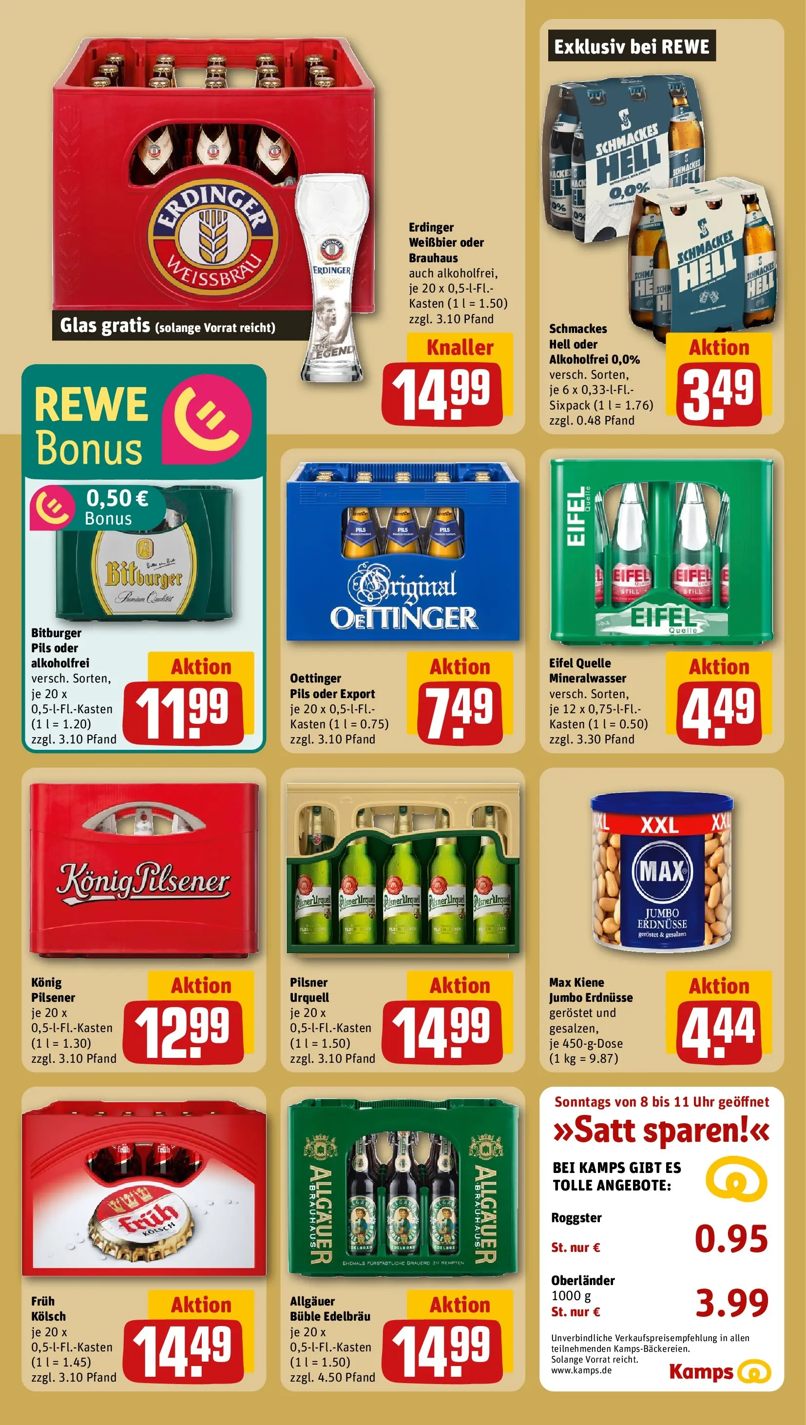 REWE Prospekt ab 20.04.2026 zum Blättern » Angebote | Seite: 21 | Produkte: Konig pilsener, Erdinger, Pils, Pilsner urquell