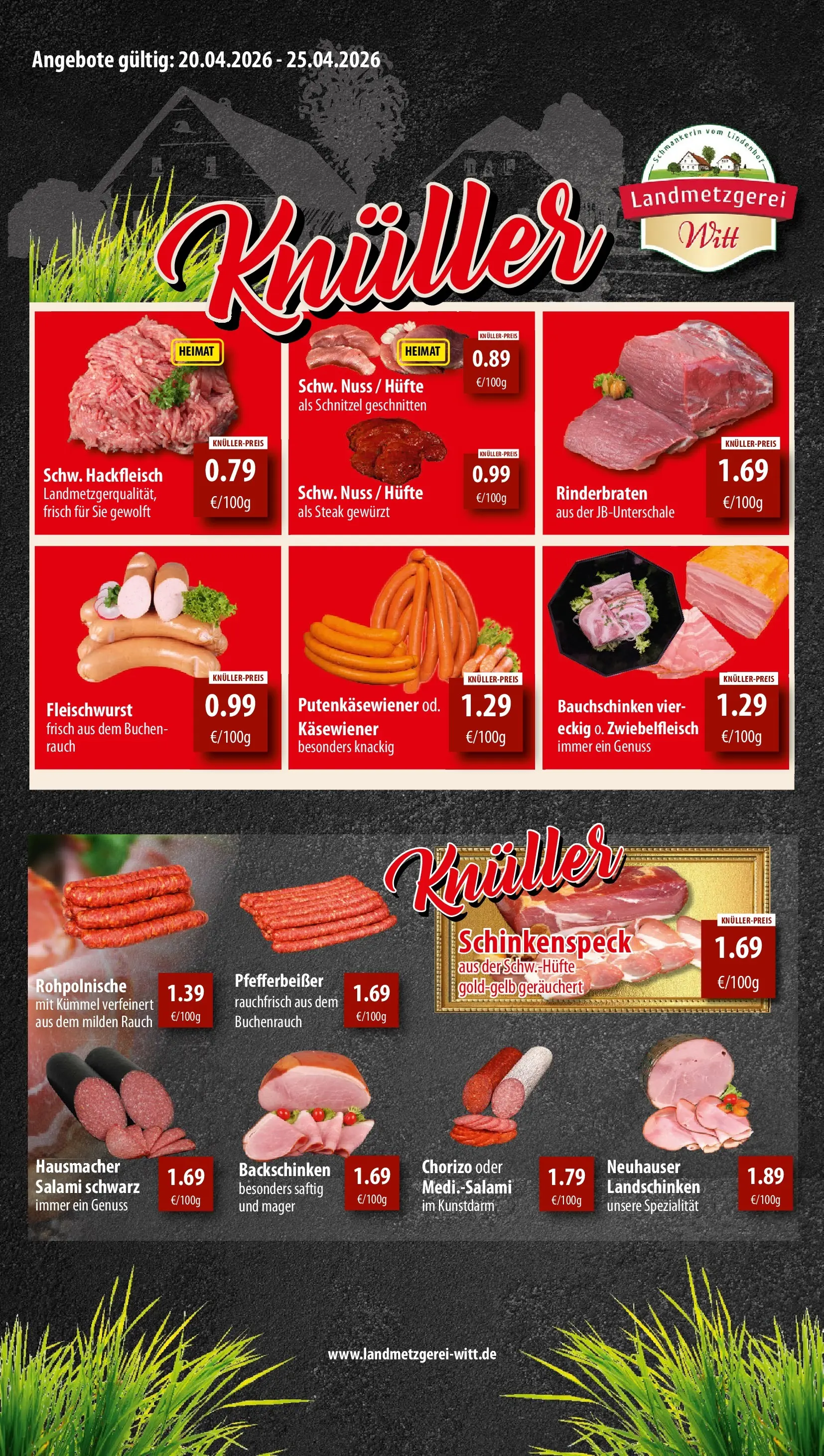REWE Prospekt ab 20.04.2026 zum Blättern » Angebote | Seite: 14 | Produkte: Rinderbraten, Salami, Steak, Hackfleisch