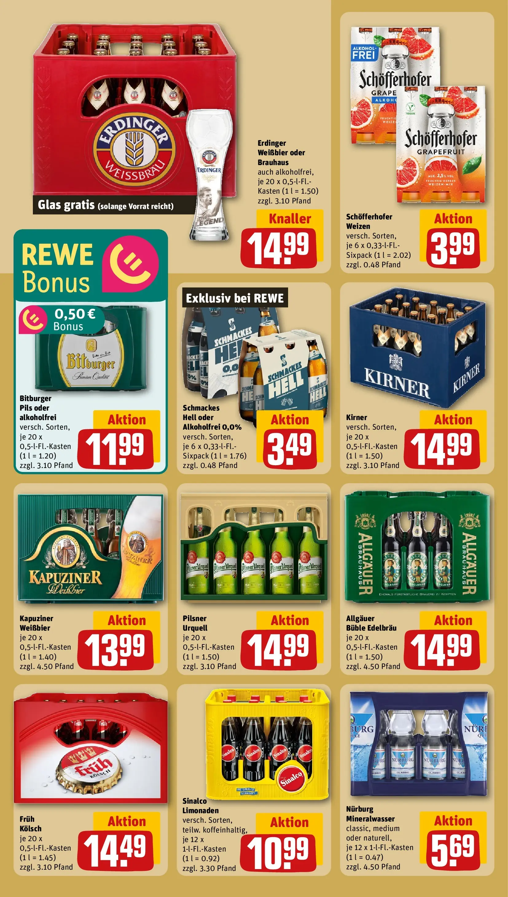 REWE Prospekt ab 20.04.2026 zum Blättern » Angebote | Seite: 21 | Produkte: Cola, Weißbier, Mineralwasser, Grapefruit