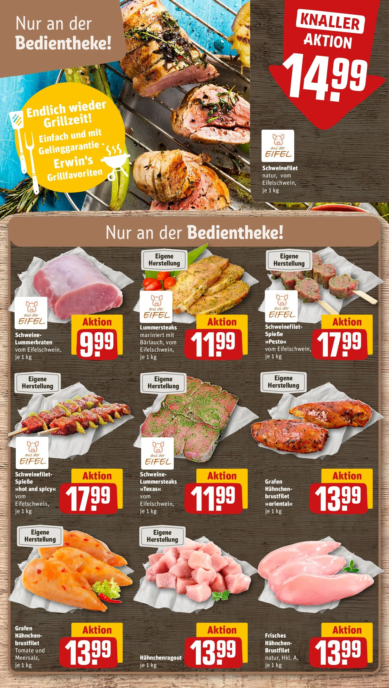 REWE Prospekt ab 20.04.2026 zum Blättern » Angebote | Seite: 14 | Produkte: Hahnchen, Spieße, Schweinefilet