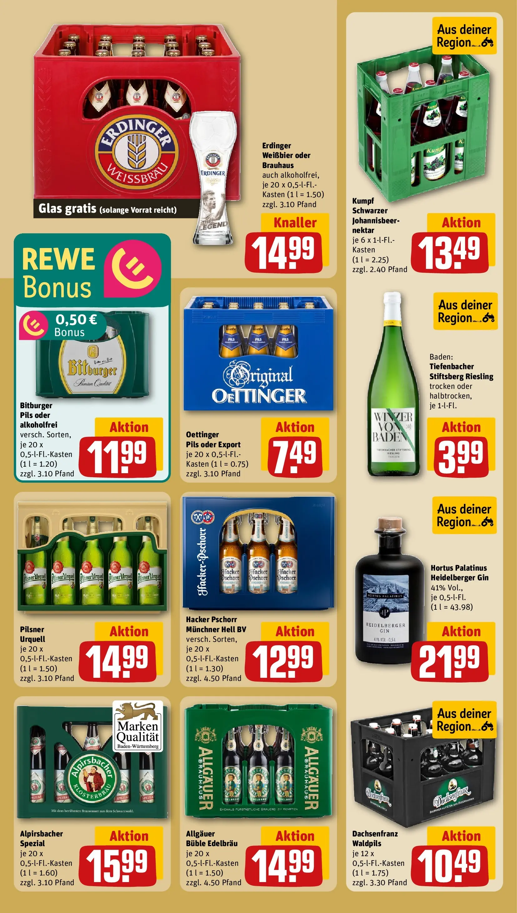 REWE Prospekt ab 20.04.2026 zum Blättern » Angebote | Seite: 27 | Produkte: Bitburger, Erdinger, Weißbier, Gin
