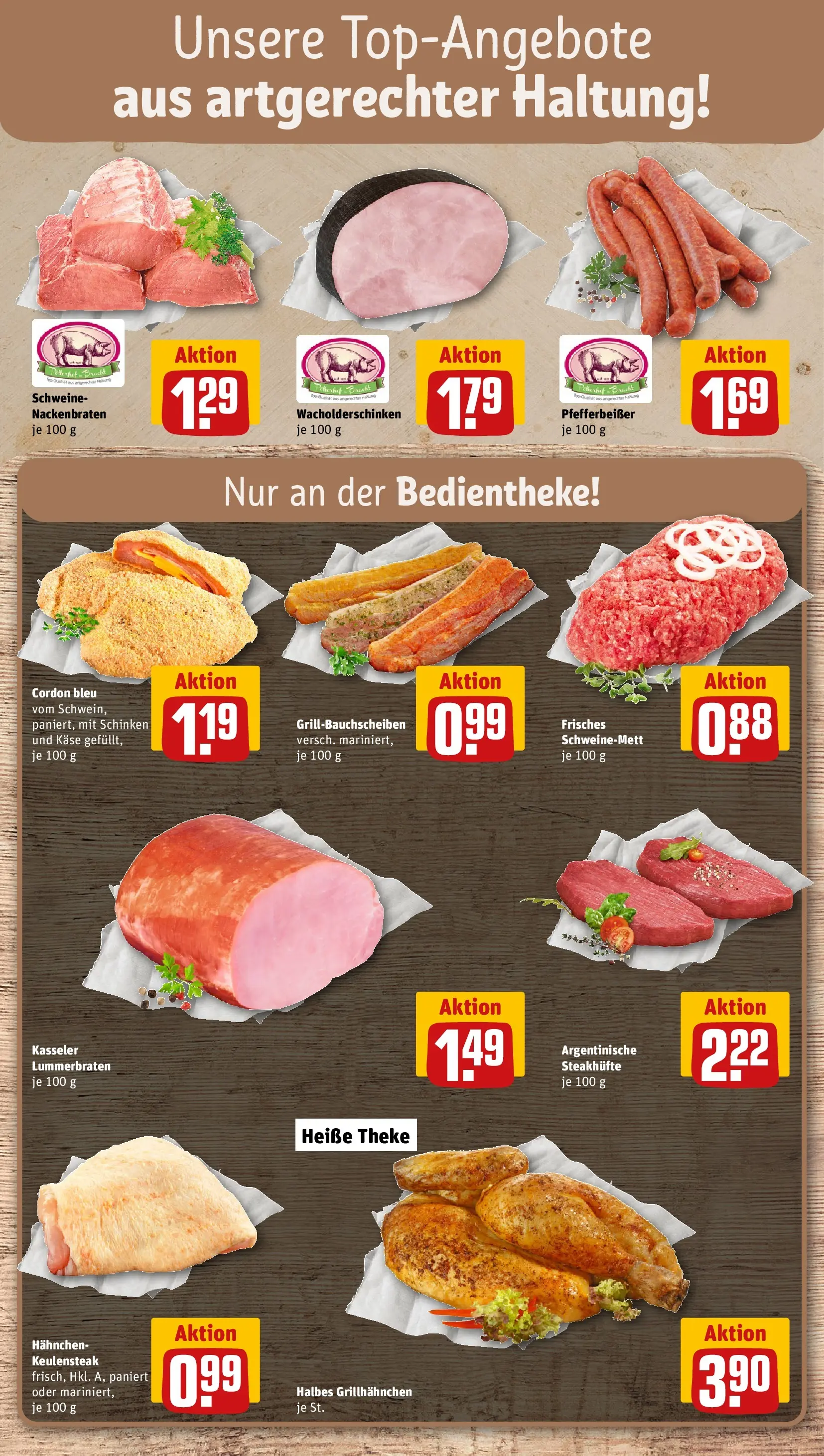 REWE Prospekt ab 20.04.2026 zum Blättern » Angebote | Seite: 14 | Produkte: Hahnchen, Käse, Theke, Schinken