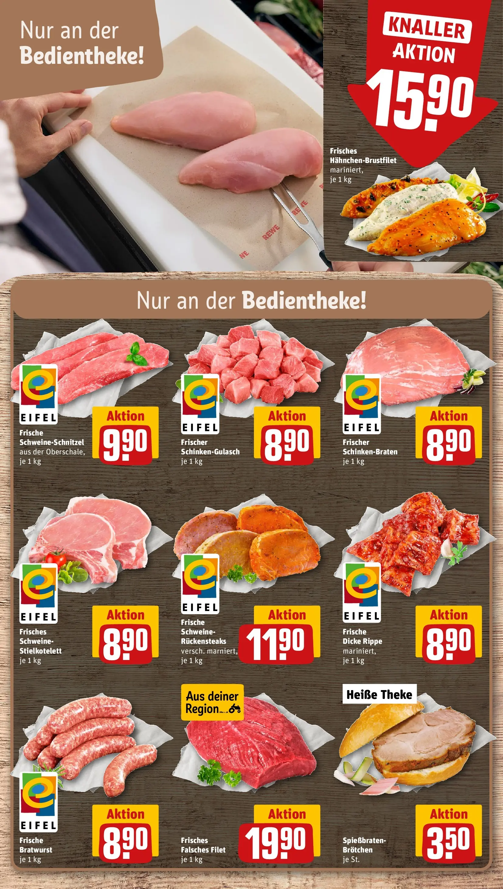 REWE Prospekt ab 20.04.2026 zum Blättern » Angebote | Seite: 14 | Produkte: Theke, Bratwurst, Schnitzel