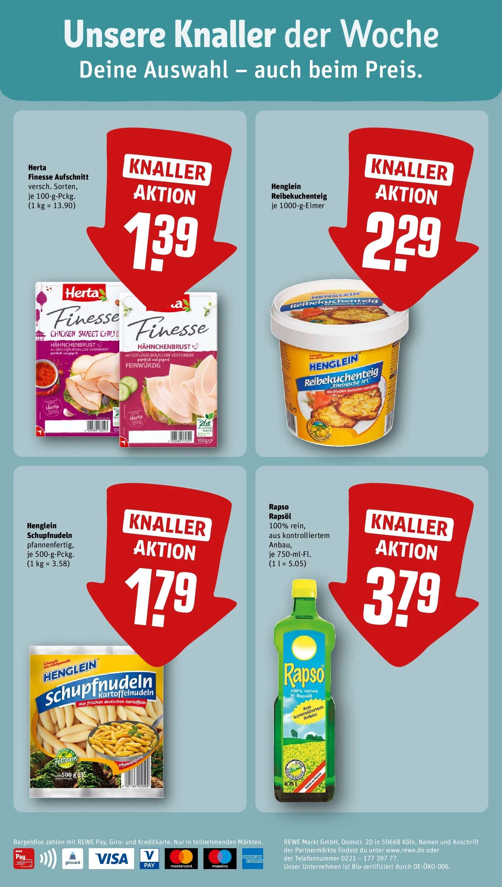 REWE Prospekt ab 20.04.2026 zum Blättern » Angebote | Seite: 2 | Produkte: Rapsöl, Herta finesse, Rapso rapsol, Hahnchenbrust