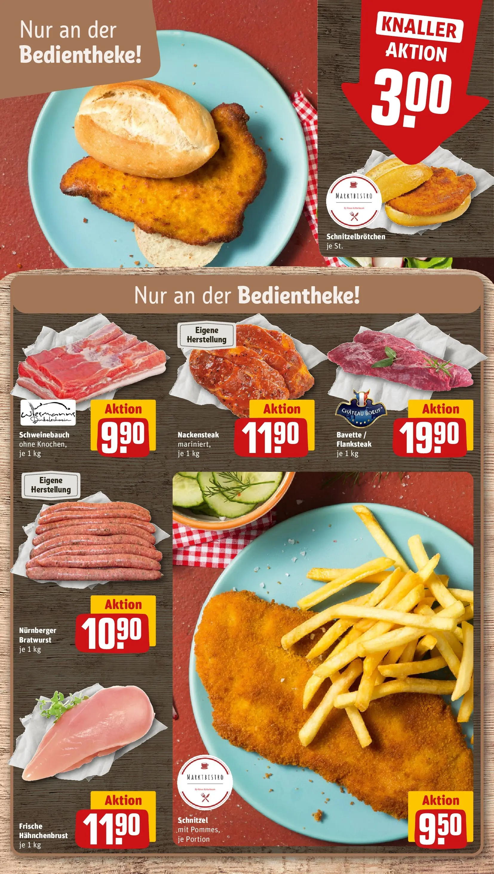 REWE Prospekt ab 20.04.2026 zum Blättern » Angebote | Seite: 14 | Produkte: Schweinebauch, Pommes, Schnitzel, Hahnchenbrust