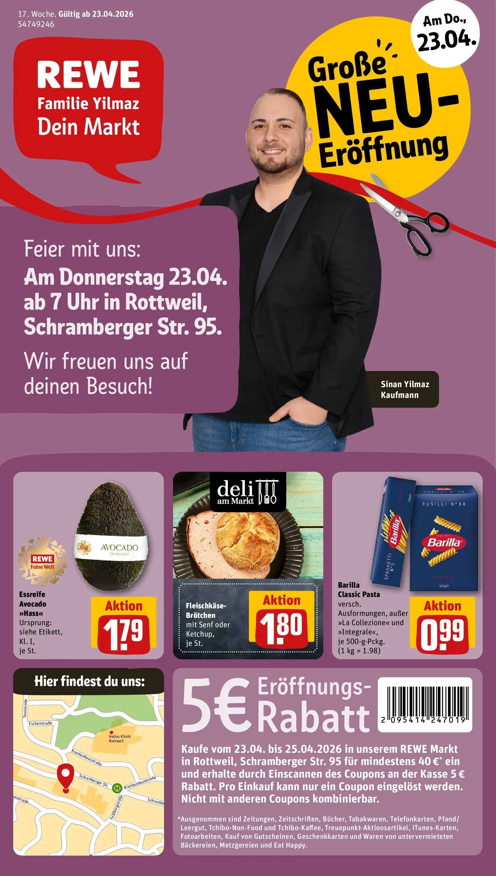 REWE Prospekt ab 20.04.2026 zum Blättern » Angebote | Seite: 1 | Produkte: Barilla, Avocado, Pasta, Uhr