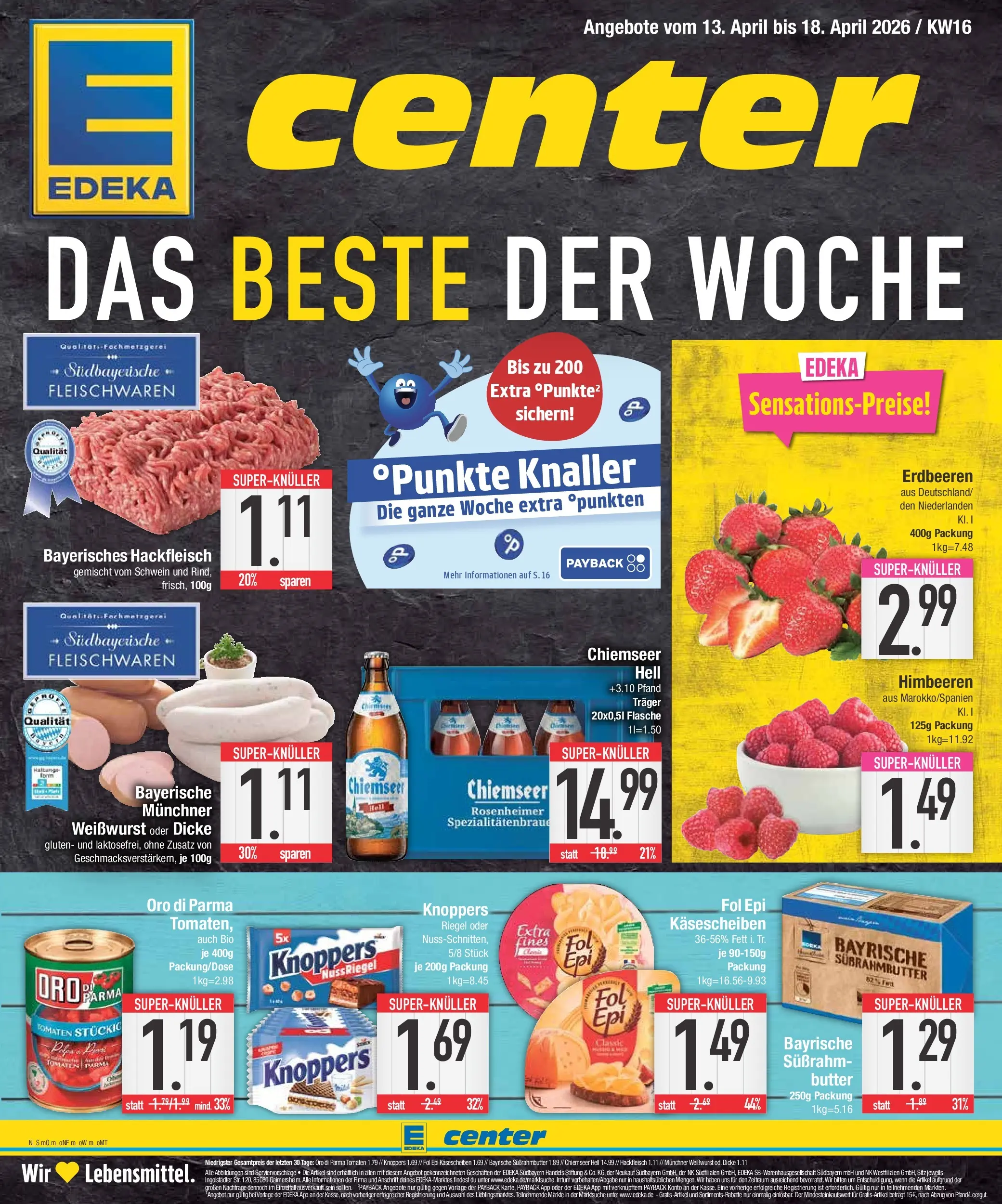 E center Prospekt Piding  (ab 13.04.2026) » Angebote Online | Seite: 1 | Produkte: Himbeeren, Butter, Tomaten, Erdbeeren