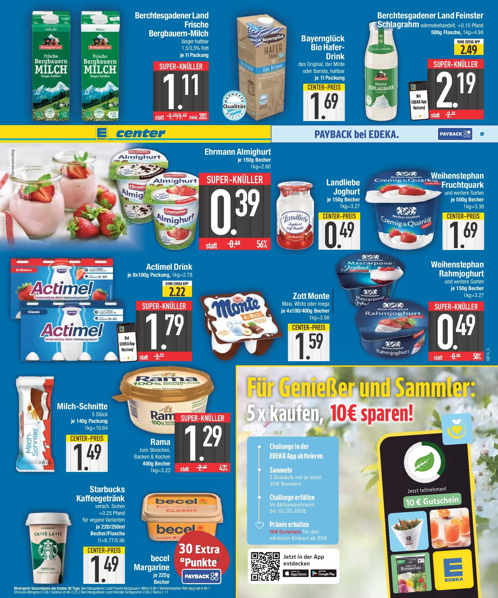 E center Prospekt Piding  (ab 13.04.2026) » Angebote Online | Seite: 9 | Produkte: Margarine, Milch, Joghurt, Starbucks