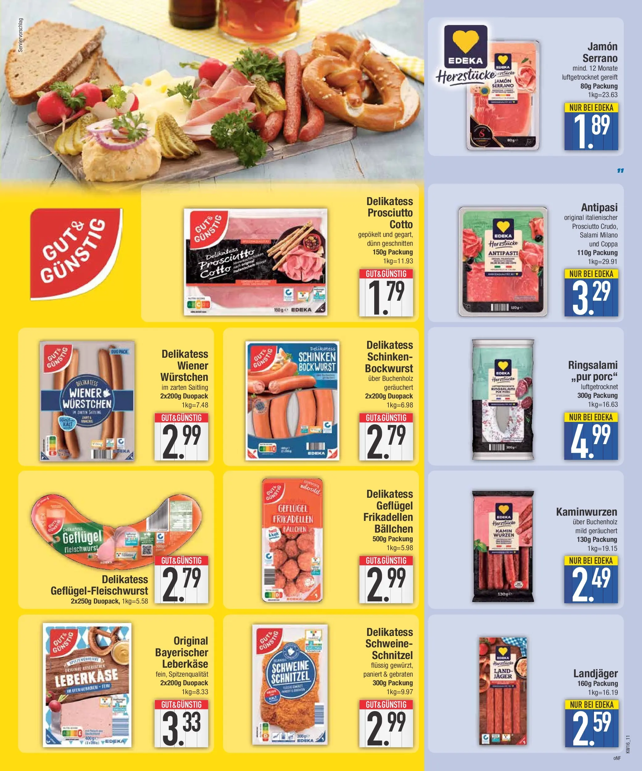 E center Prospekt Piding  (ab 13.04.2026) » Angebote Online | Seite: 11 | Produkte: Bockwurst, Wiener wurstchen, Salami, Schinken