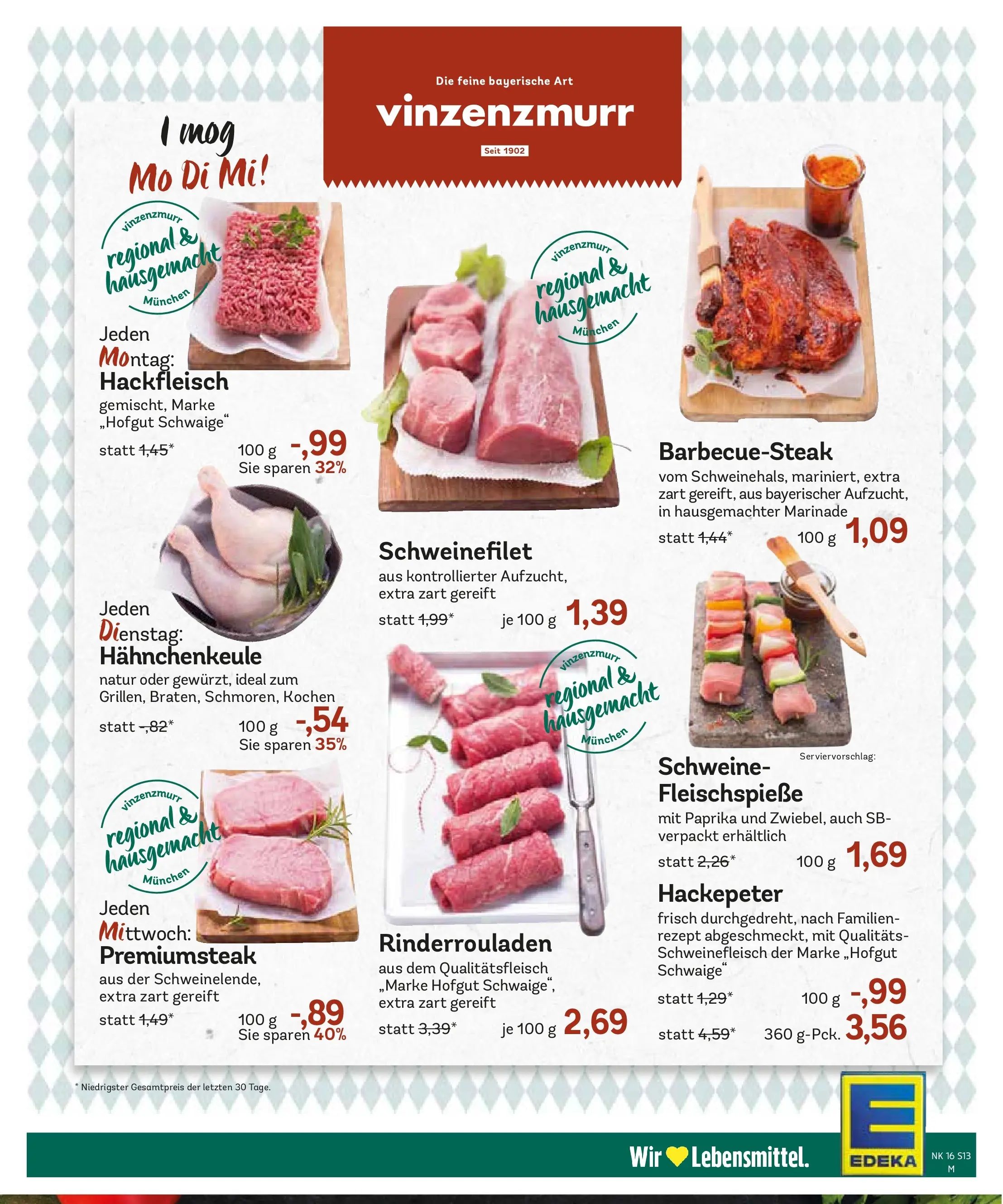 Edeka prospekt München	 (ab 13.04.2026) » Angebote Online | Seite: 15 | Produkte: Rinderrouladen, Schweinefilet, Schweinefleisch, Steak