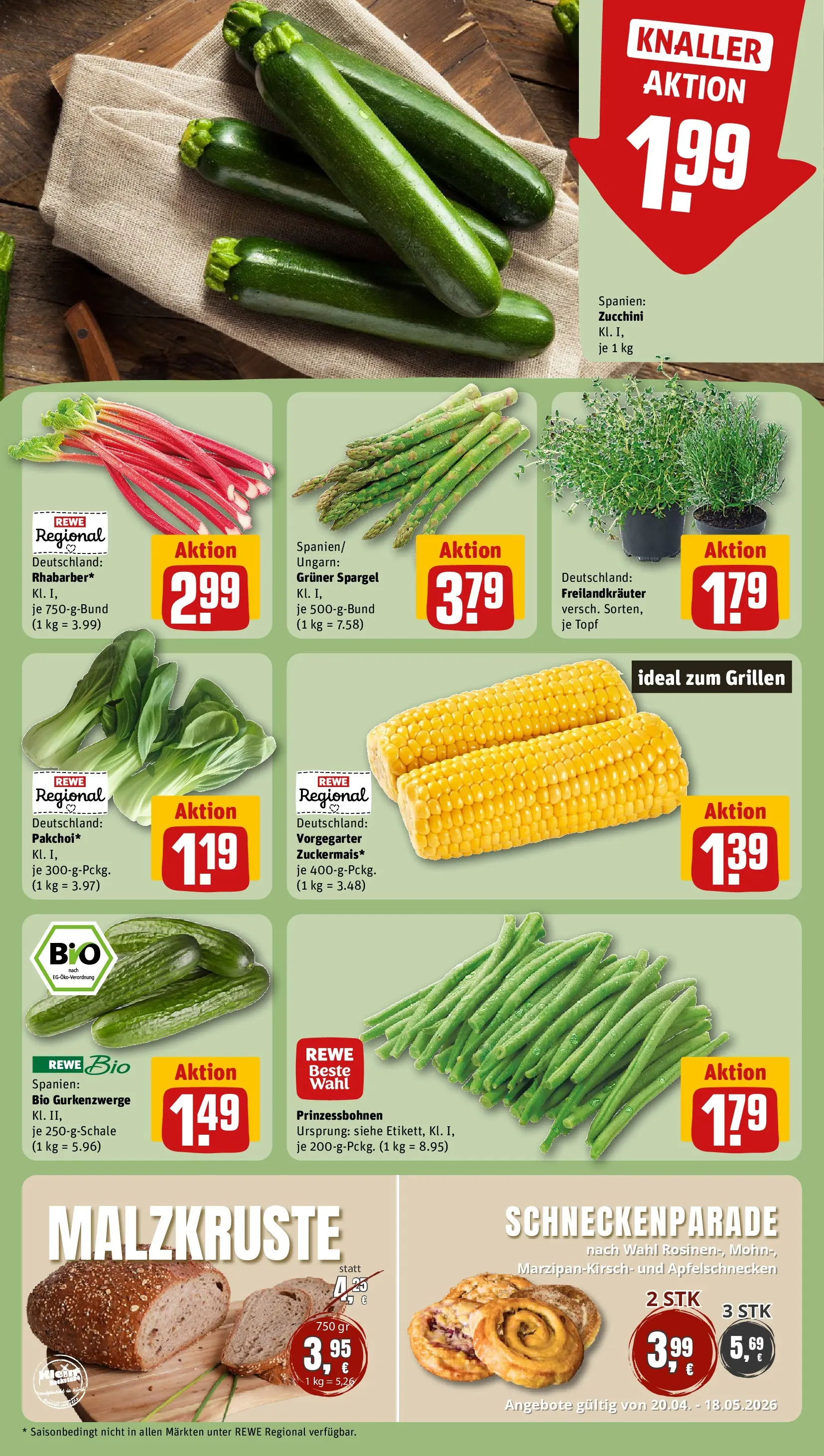 REWE Prospekt ab 20.04.2026 zum Blättern » Angebote | Seite: 11 | Produkte: Spargel, Zucchini