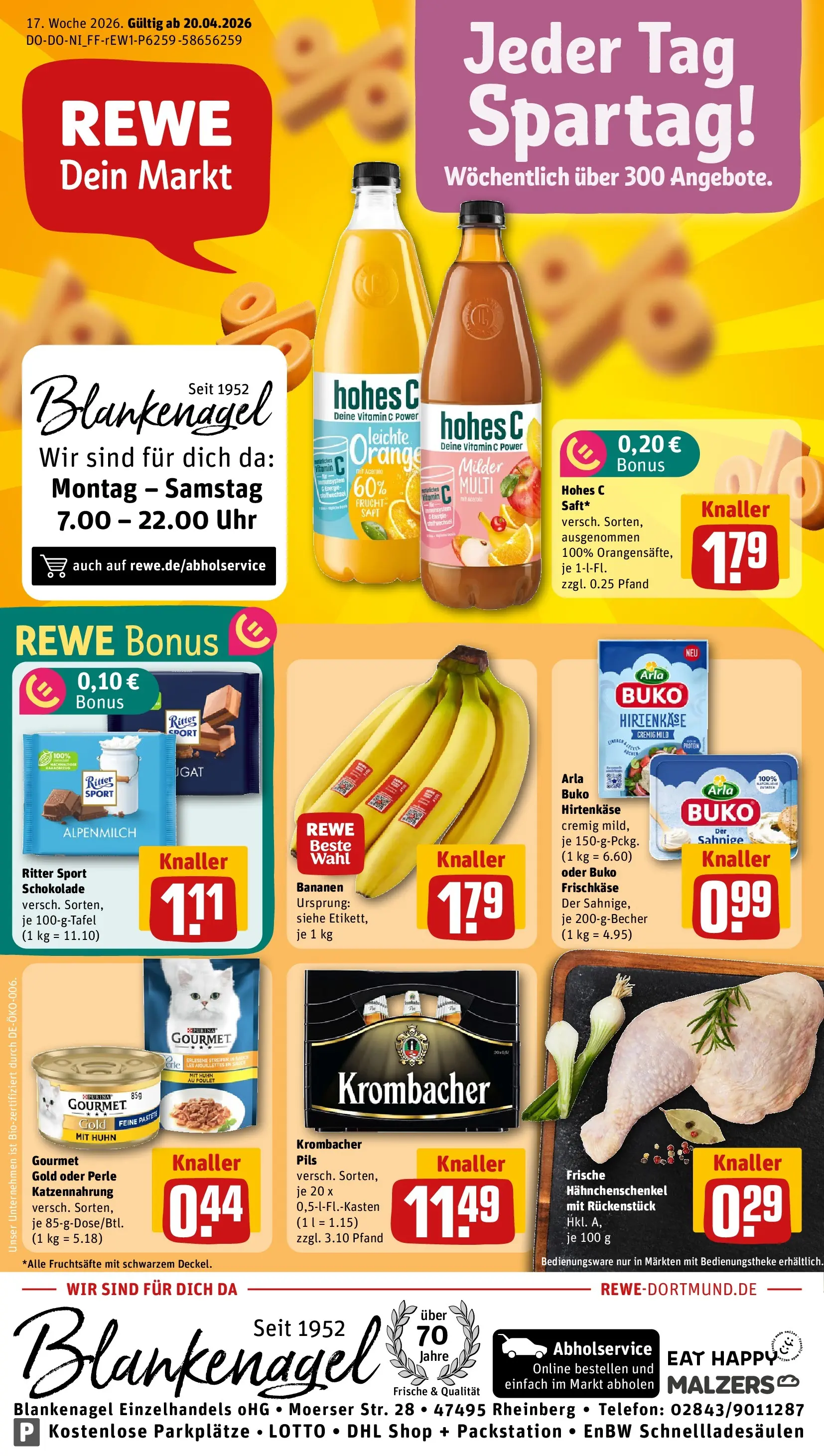 REWE Prospekt ab 20.04.2026 zum Blättern » Angebote | Seite: 3 | Produkte: Arla buko, Krombacher, Uhr, Frischkase